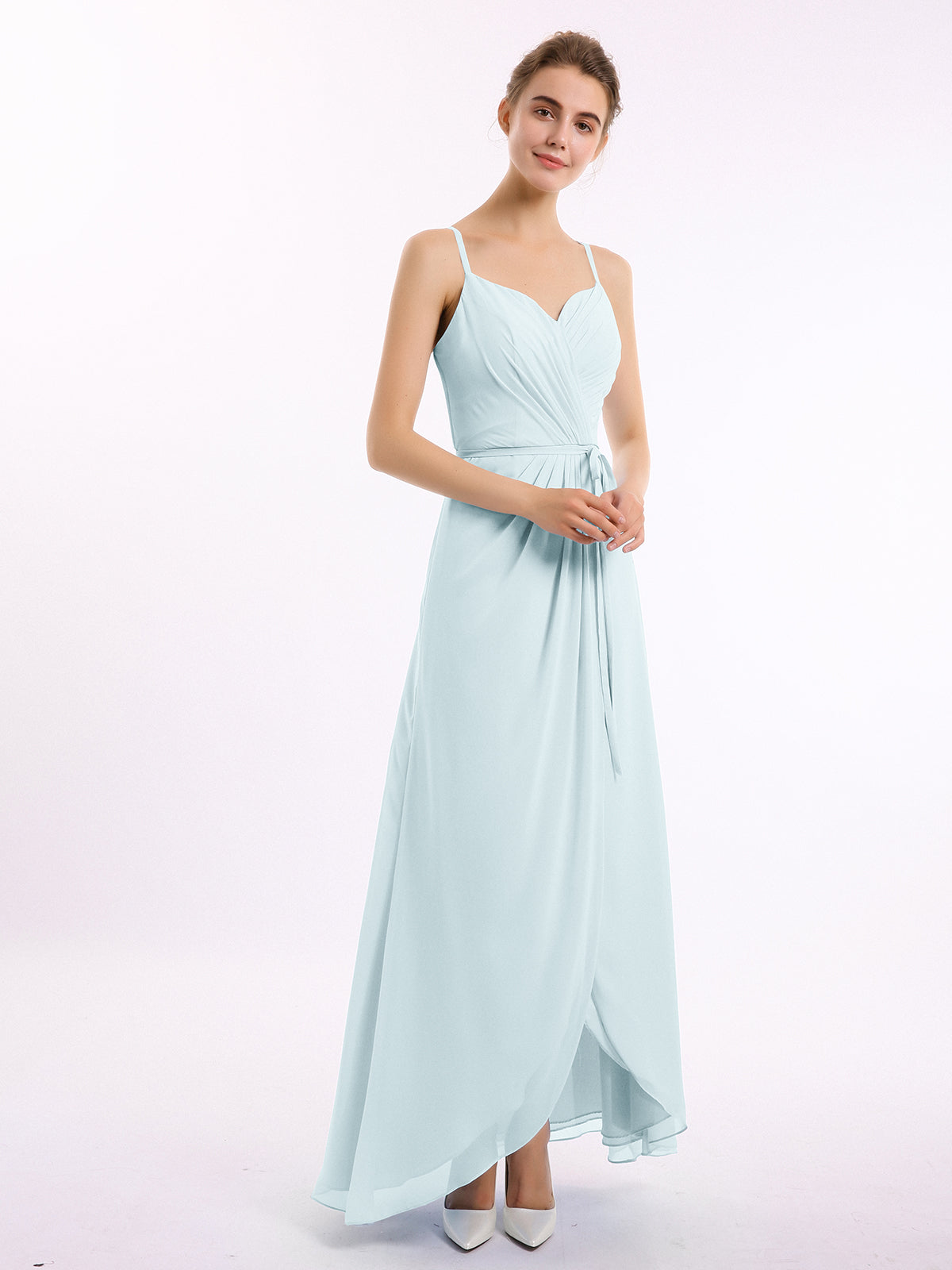 Spaghetti Strap Chiffon Dresses with Bow Moss