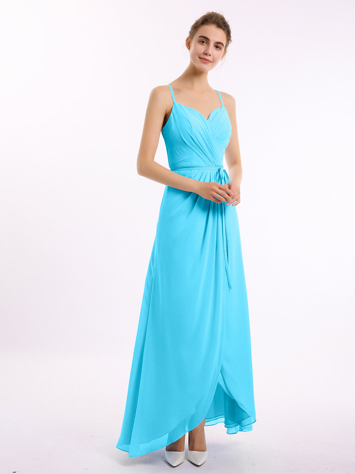 Chiffon Long Dresses with Lace Straps Pool Plus Size