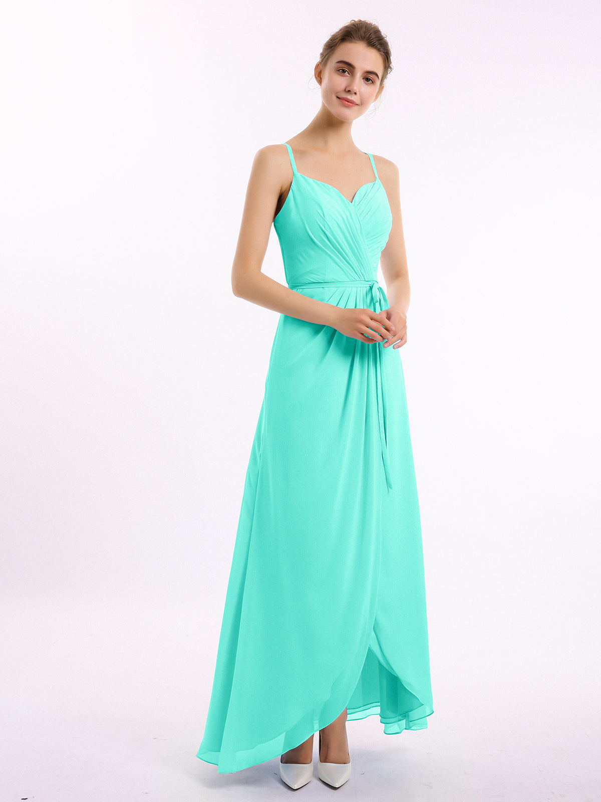 Spaghetti Strap Chiffon Dresses with Bow Spa Plus Size