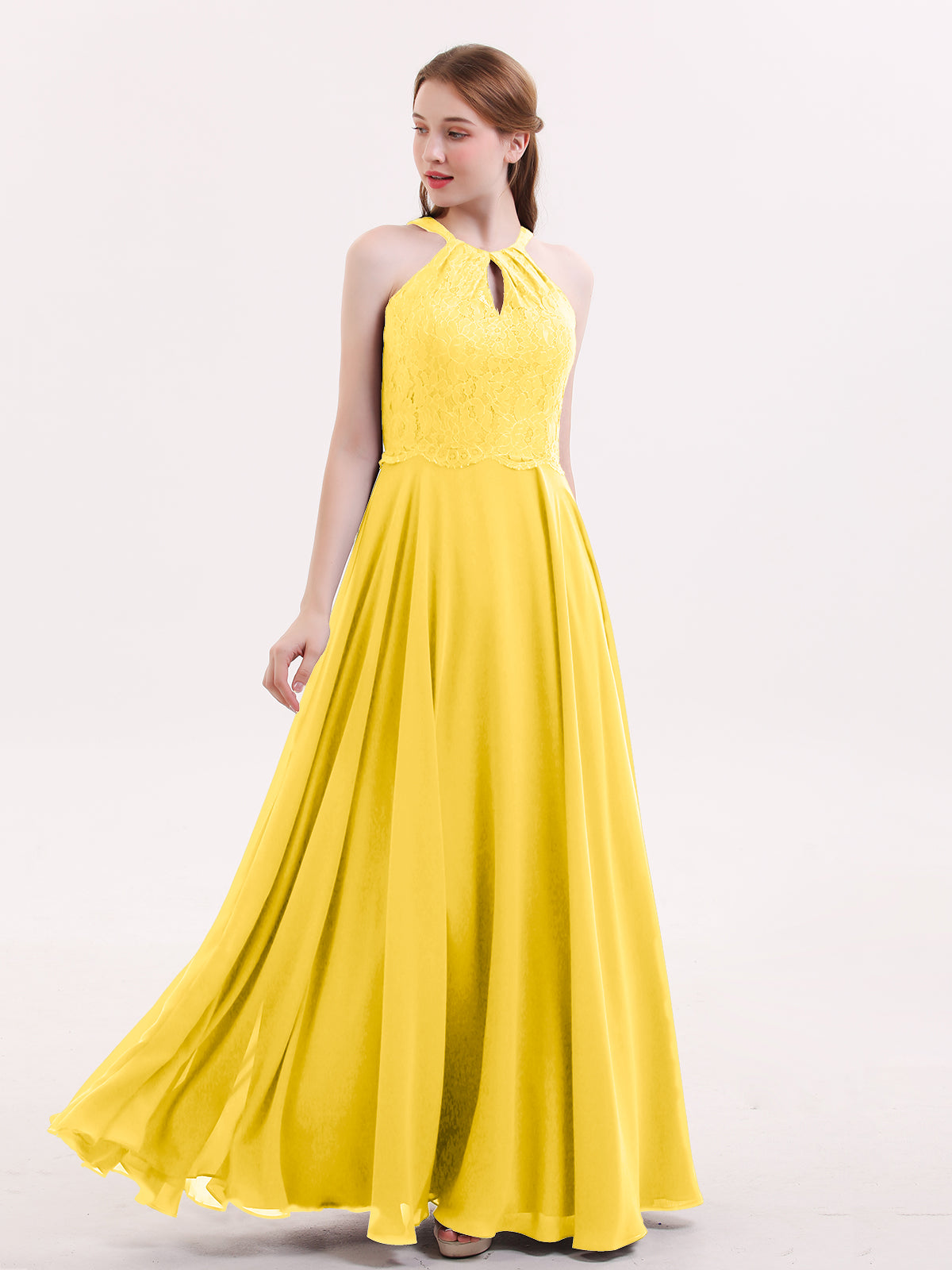 Lace And Chiffon Long Formal Dresses Marigold Plus Size