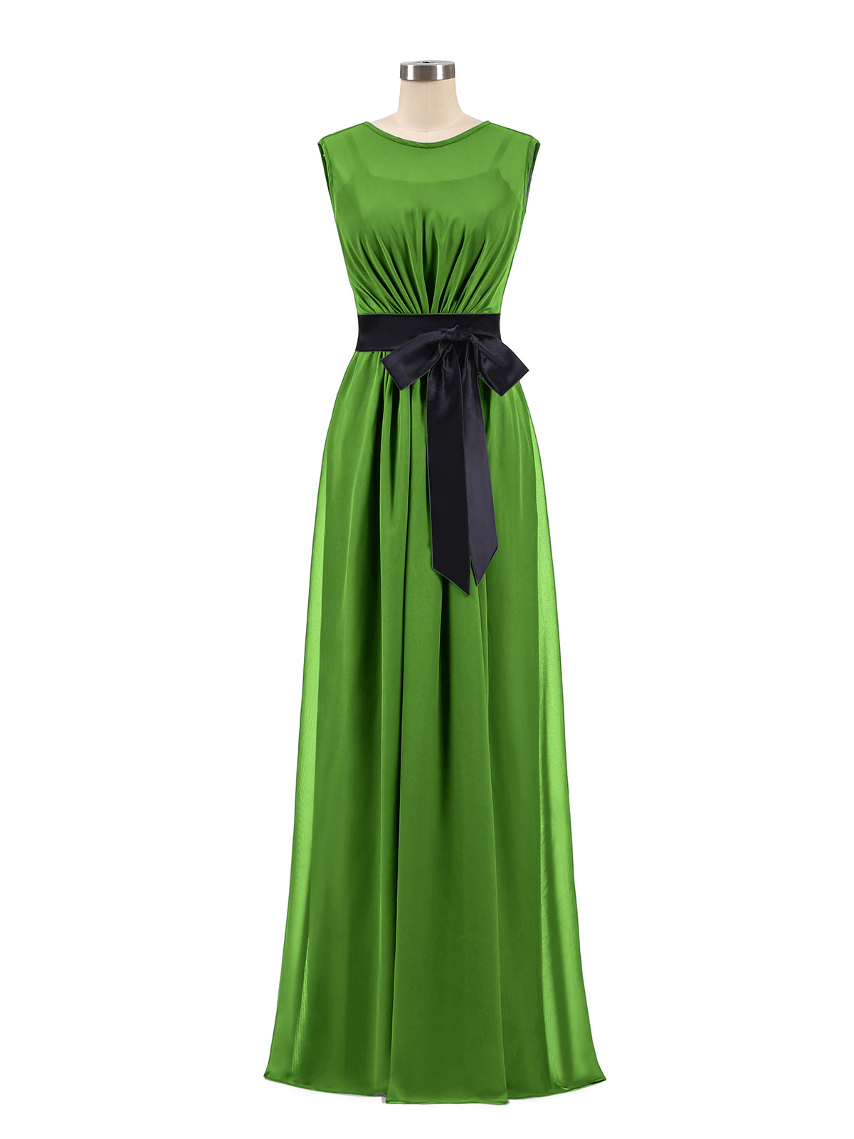FAUX-WRAP CHIFFON DRESS WITH BLACK Sash Clover Plus Size