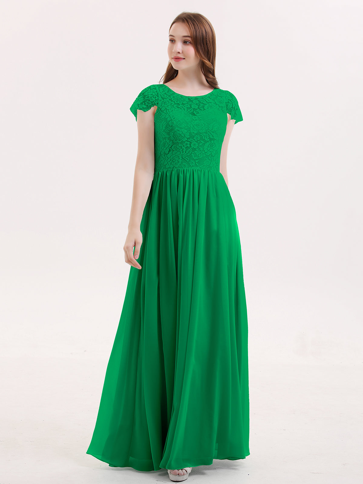 BABARONI Long Bridesmaid Dresses with Cap Sleeves Emerald, Emerald / US0 BABARONI Long Bridesmaid Dresses with Cap Sleeves Emerald, Emerald / US0