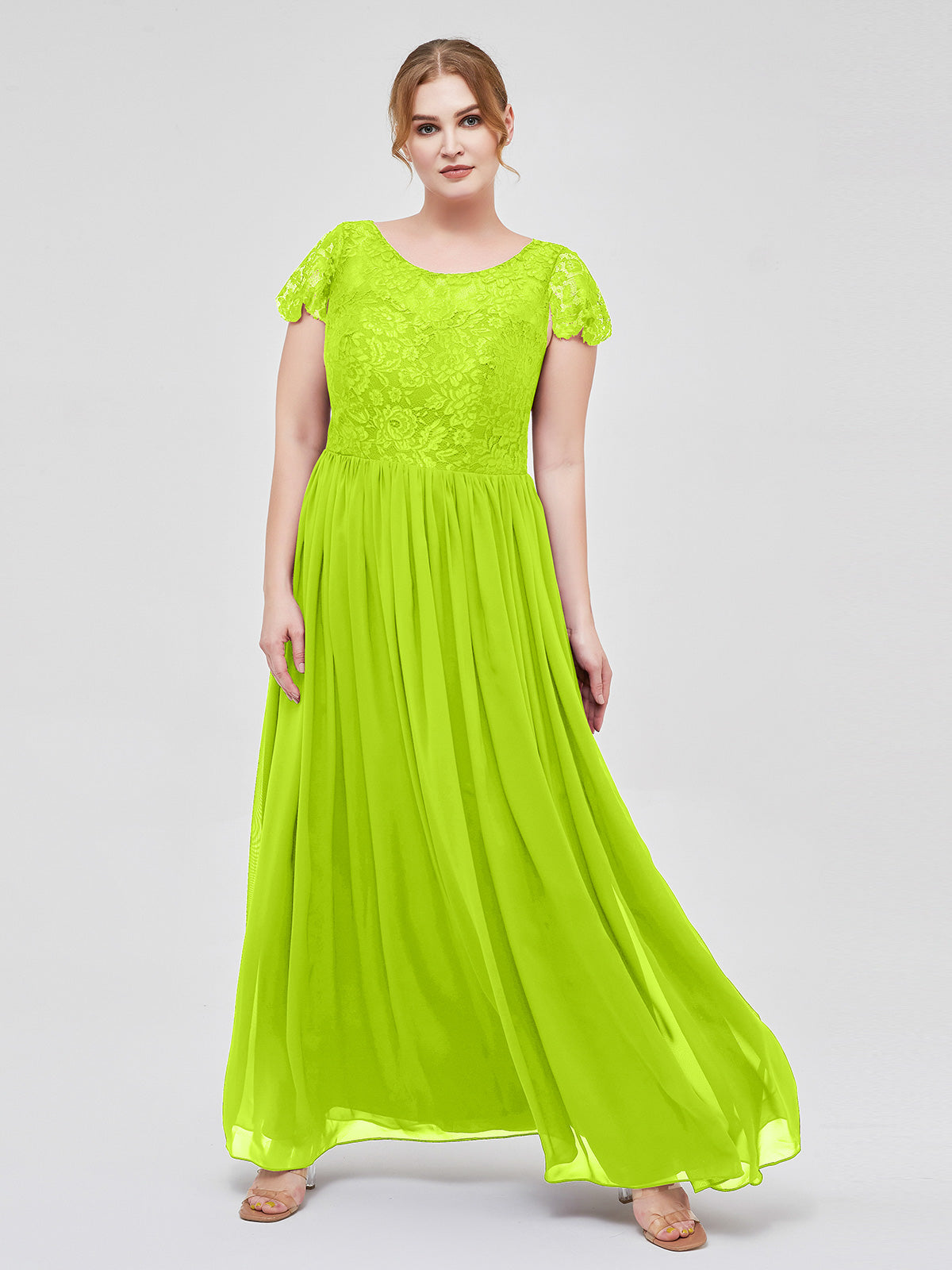 Maxi Chiffon Bridesmaid Dresses with Sweethart Lime Green Plus Size main image 0