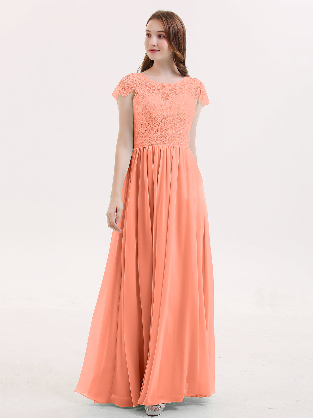 BABARONI Long Bridesmaid Dresses with Cap Sleeves Sunset, Sunset / US0 BABARONI Long Bridesmaid Dresses with Cap Sleeves Sunset, Sunset / US0