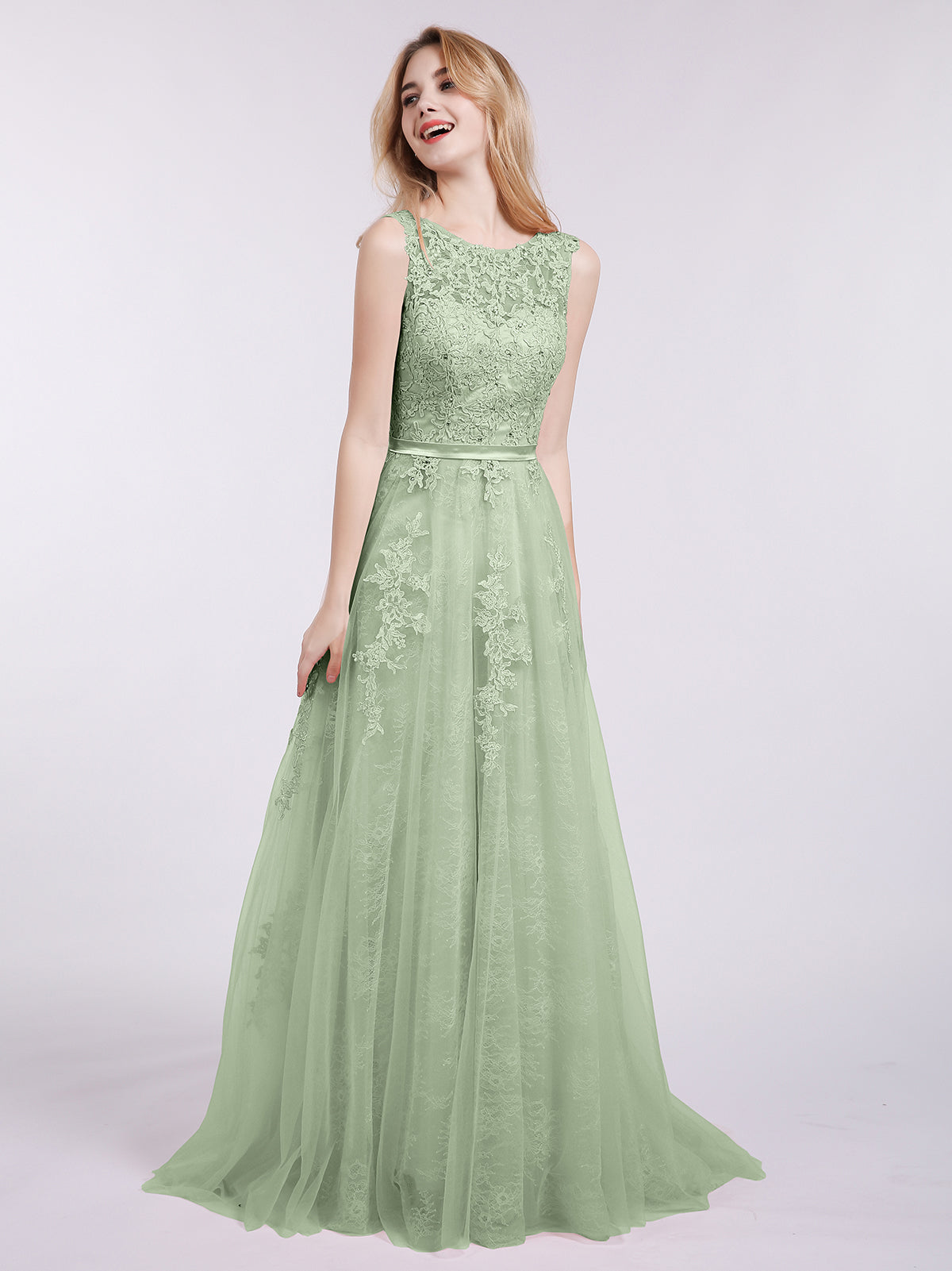 Halter Illusion Long Boho Tulle Dresses Dusty Sage Plus Size