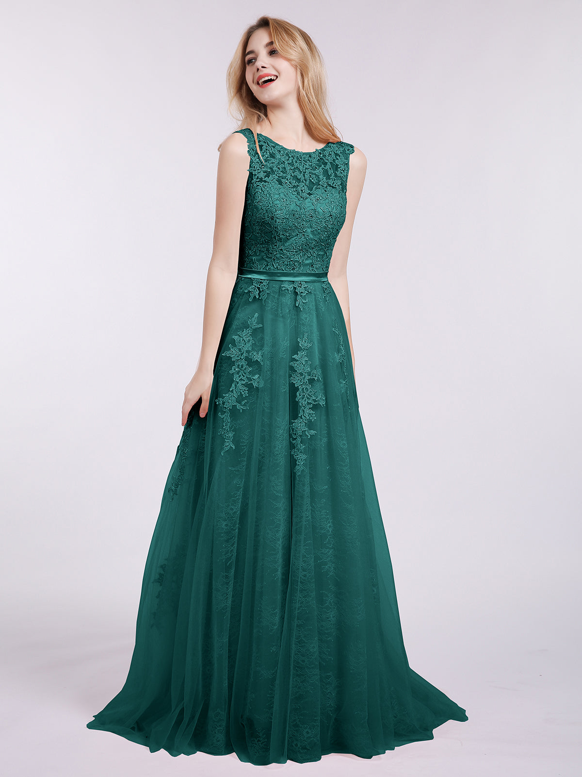 Illusion Neck Gowns with Lace Bodice Peacock Plus Size