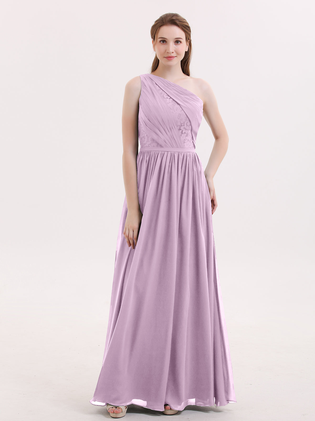 Full Length Chiffon Bridesmaid Dresses Wisteria Plus Size