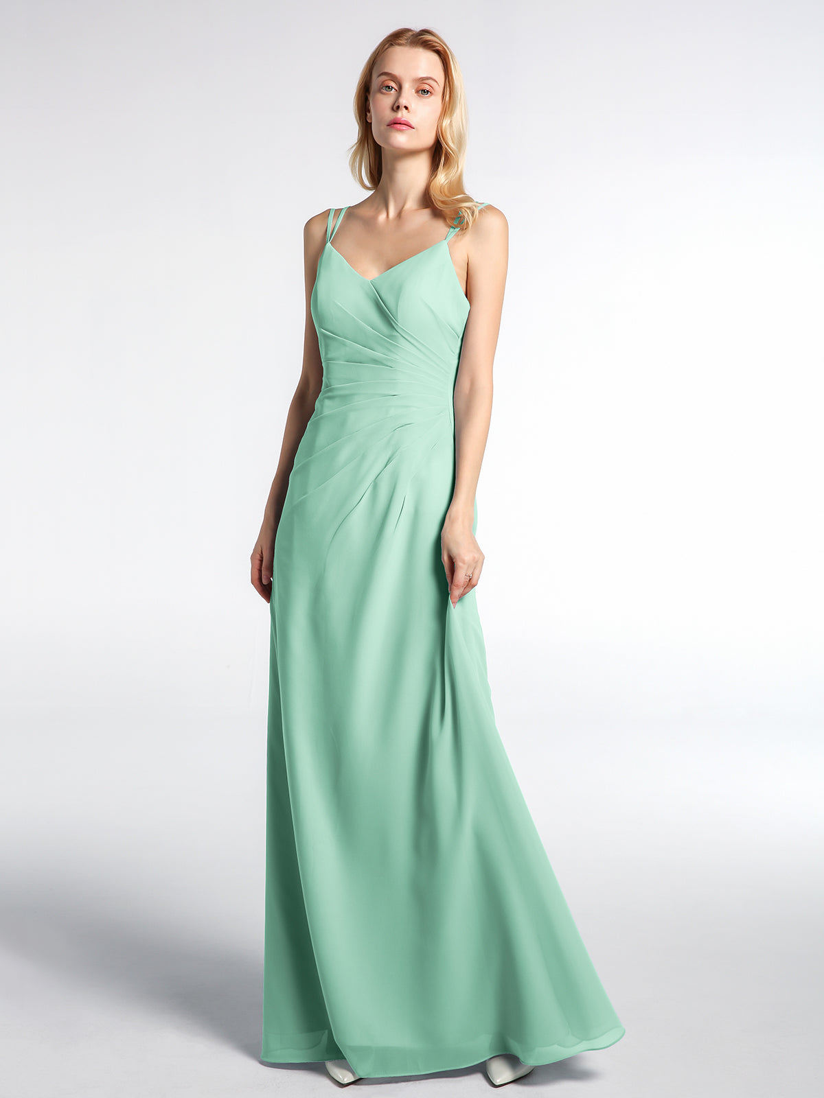 BABARONI Double Straps Cross Back Chiffon Maxi Dress-Mint Green Plus Size, Mint Green / US18 BABARONI Double Straps Cross Back Chiffon Maxi Dress-Mint Green Plus Size, Mint Green / US18