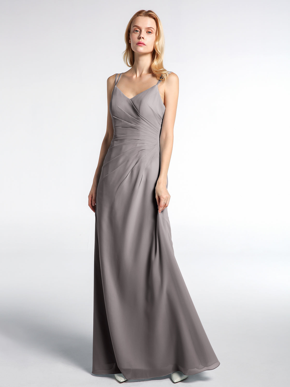 Double V Chiffon Lace Combo Maxi Dress main image 0