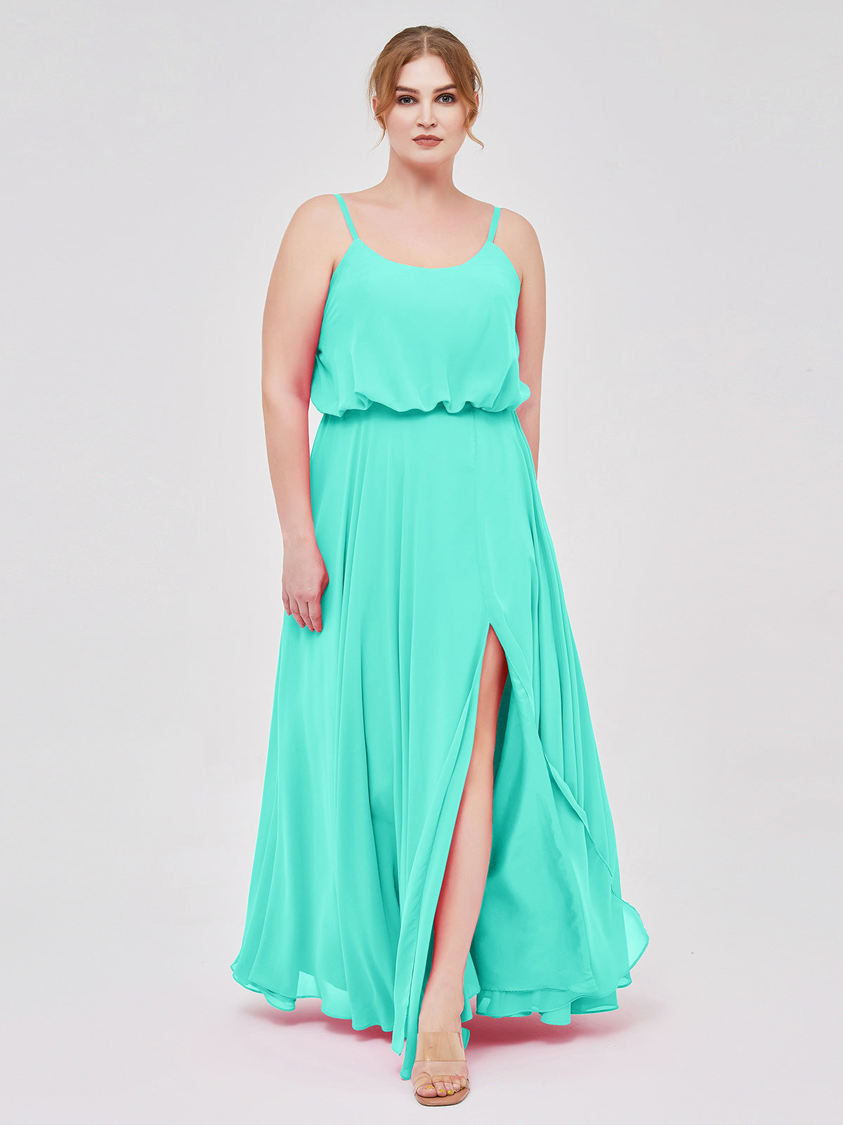 One Shoulder Long Chiffon Dresses with Slit Spa