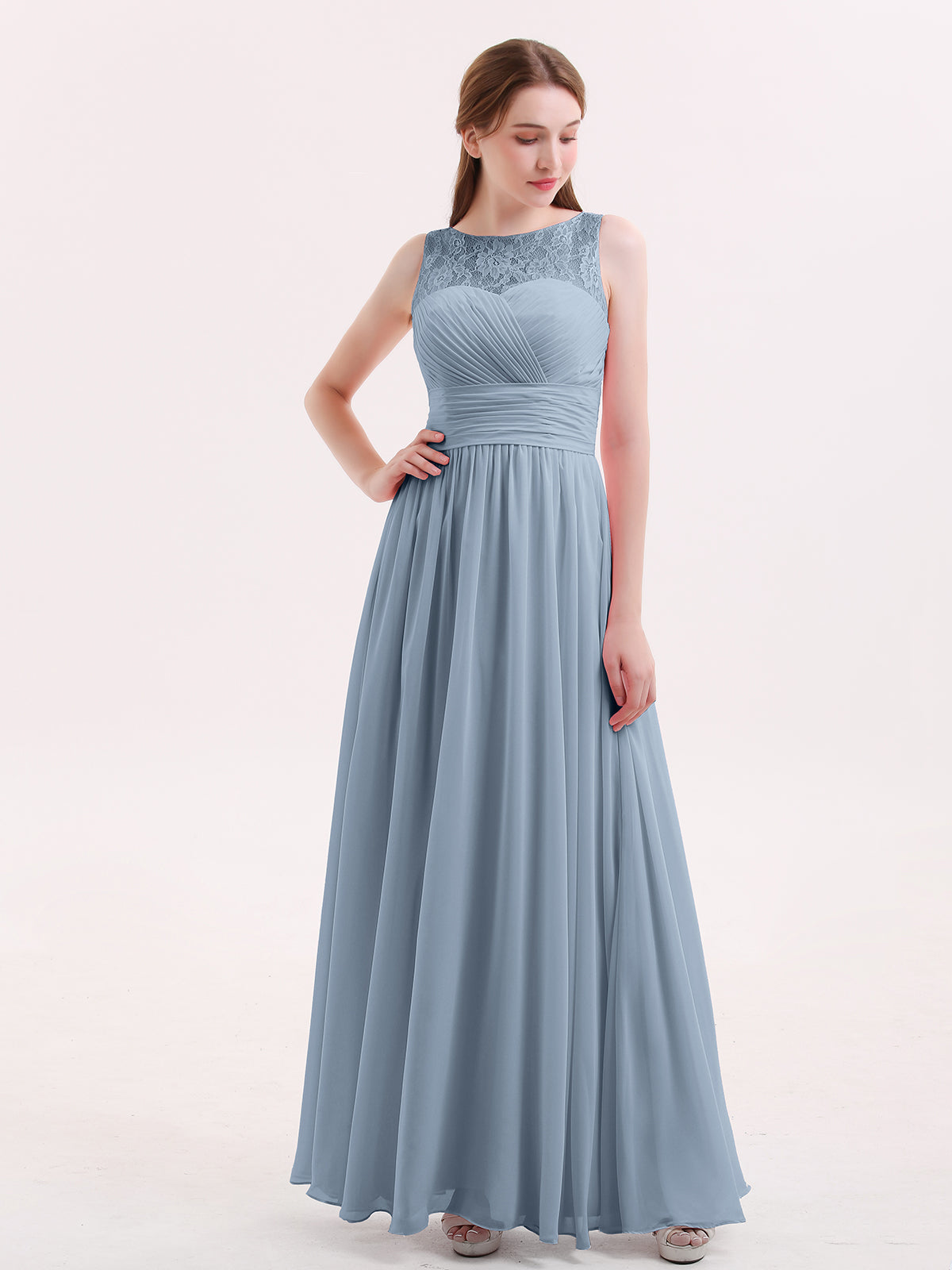Halter Illusion Long Boho Tulle Dresses Dusty Blue Plus Size