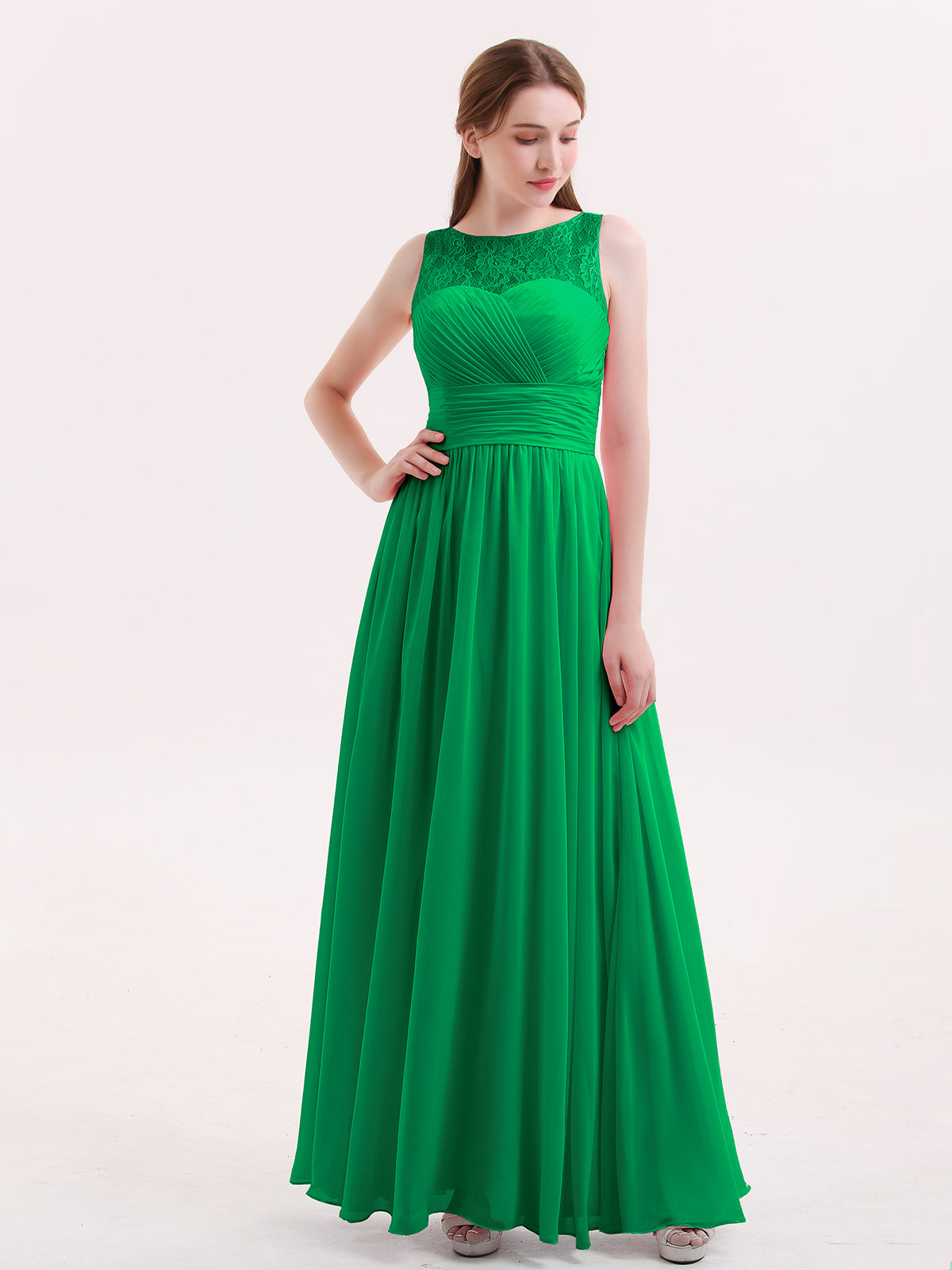 Long Chiffon Dresses with Halter Neck Emerald Plus Size main image 1