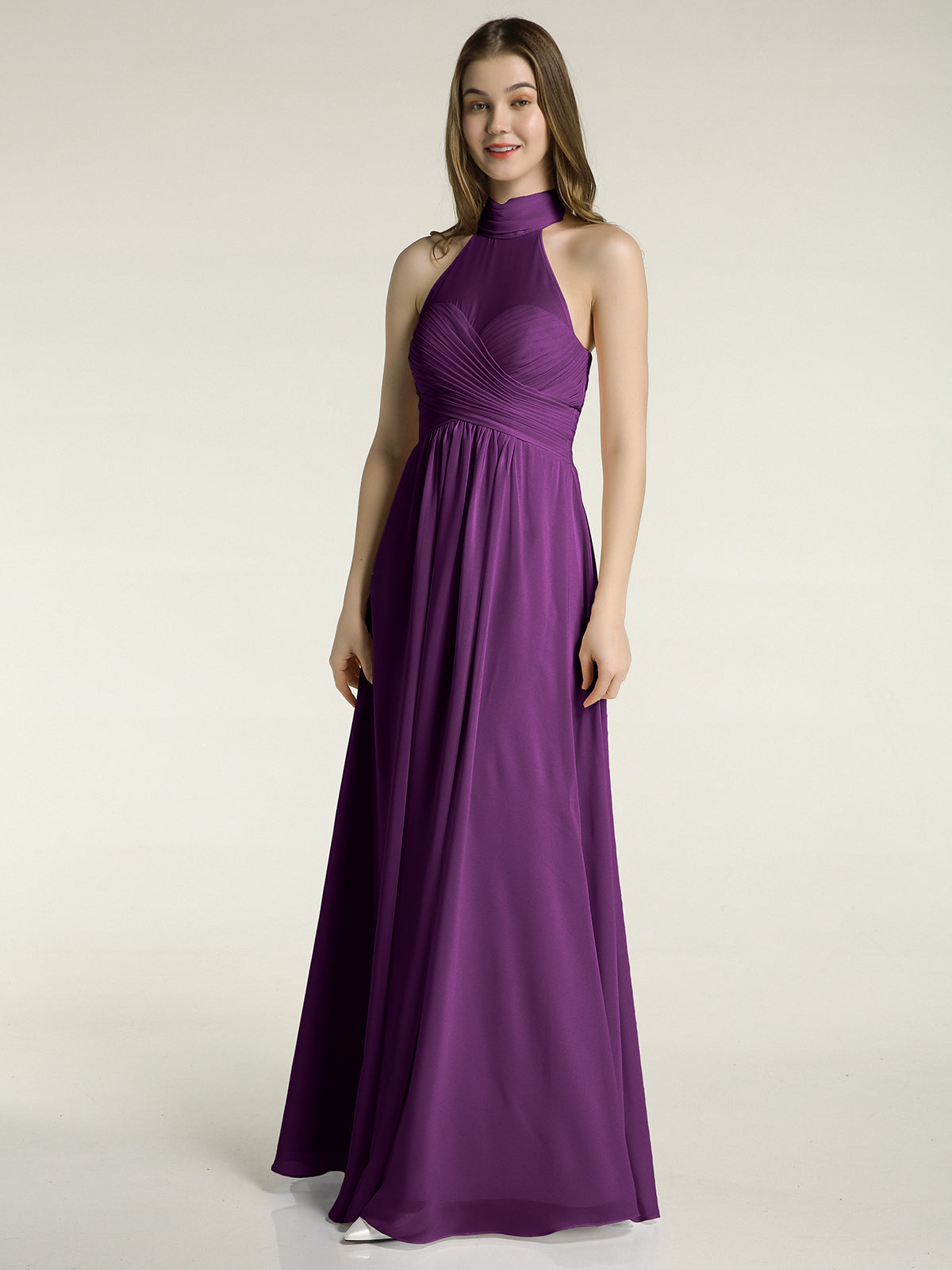 Lace Top Chiffon Skirt Dresses with Slit Grape Plus Size