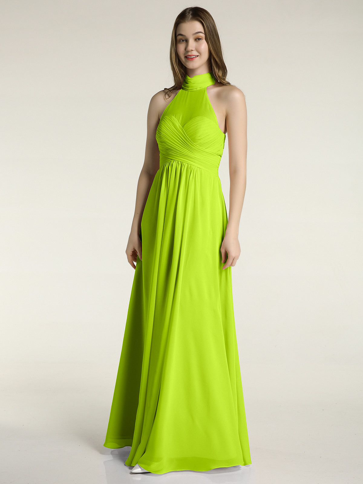 BABARONI Illison High Neck Cross Bust Chiffon Dresses-Lime Green Plus Size, Lime Green / US18 BABARONI Illison High Neck Cross Bust Chiffon Dresses-Lime Green Plus Size, Lime Green / US18