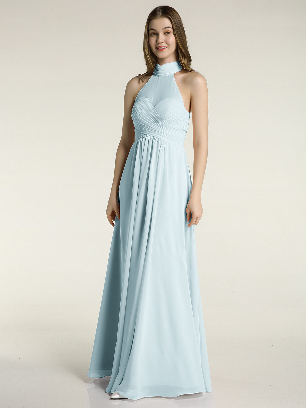 A-Line Chiffon Dress with Illusion Neckline Mist Plus Size main image 1