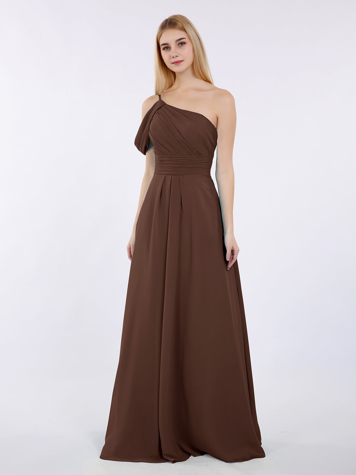 Chiffon Bridesmaid Dresses with Spaghetti Strap Chocolate Plus Size