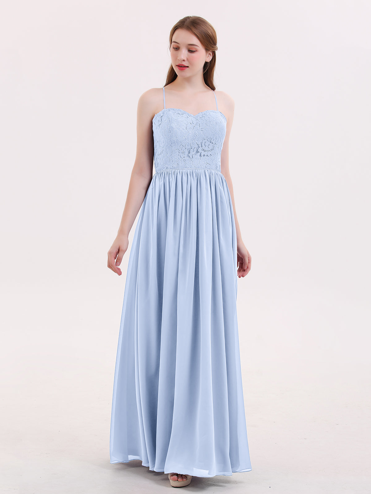 Strapless Chiffon Full Length Gowns Sky Blue Plus Size