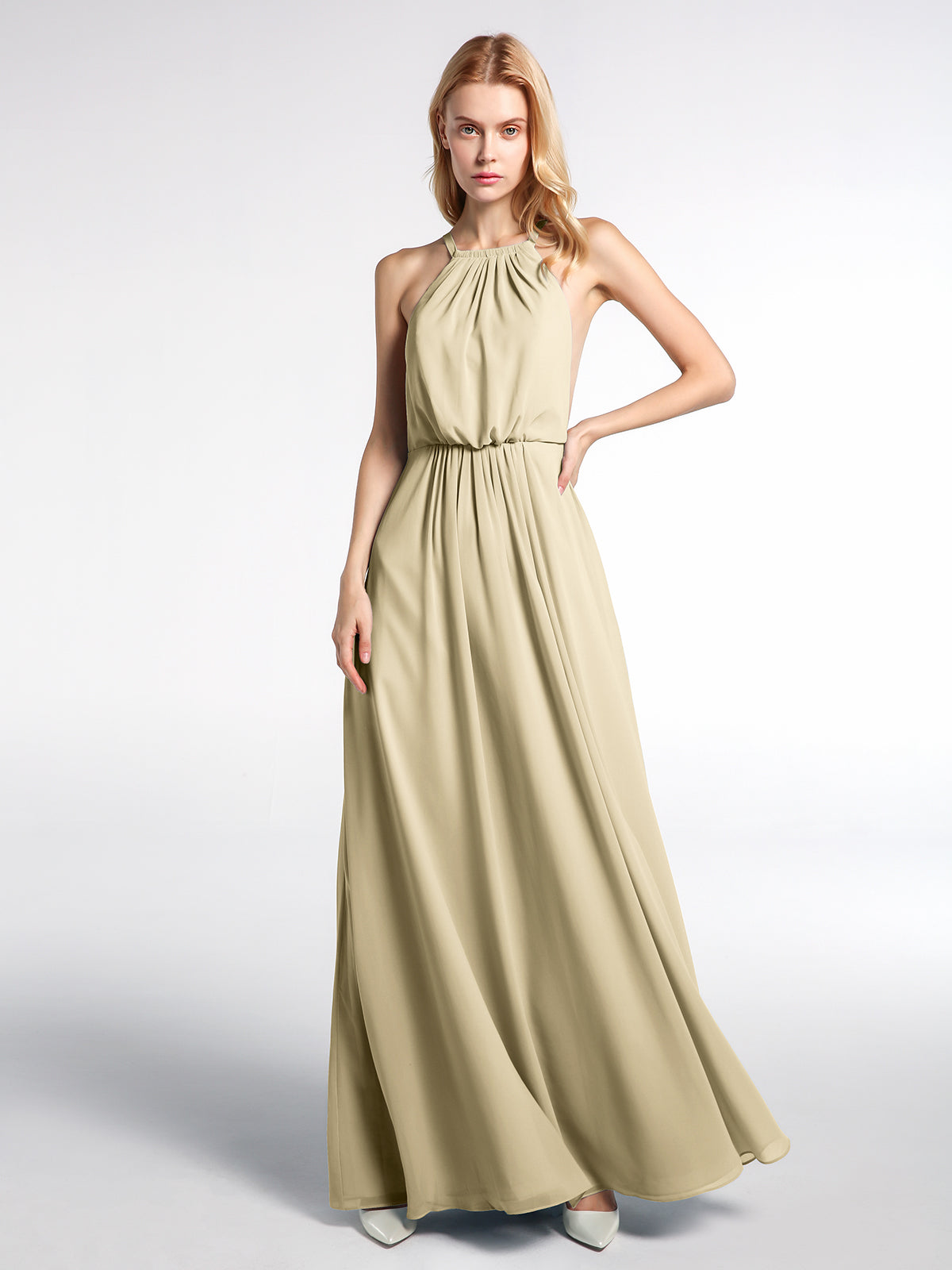 white christmas dresses Long Pleated Plus-Size Formal Dress with Long Sleeves– PromGirl