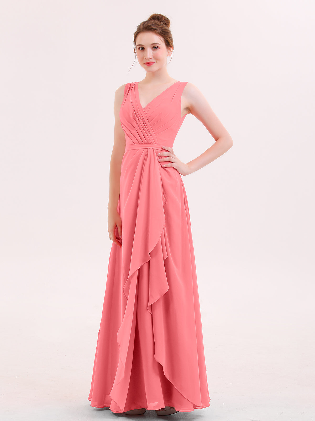 fitted lace wedding dress Satin Dipped Sleeveless Bridesmaid Dress| Plus Size main image 0