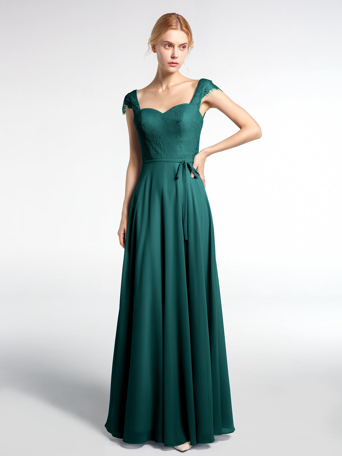 Maxi Chiffon Bridesmaid Dresses with Sweethart Peacock Plus Size main image 1