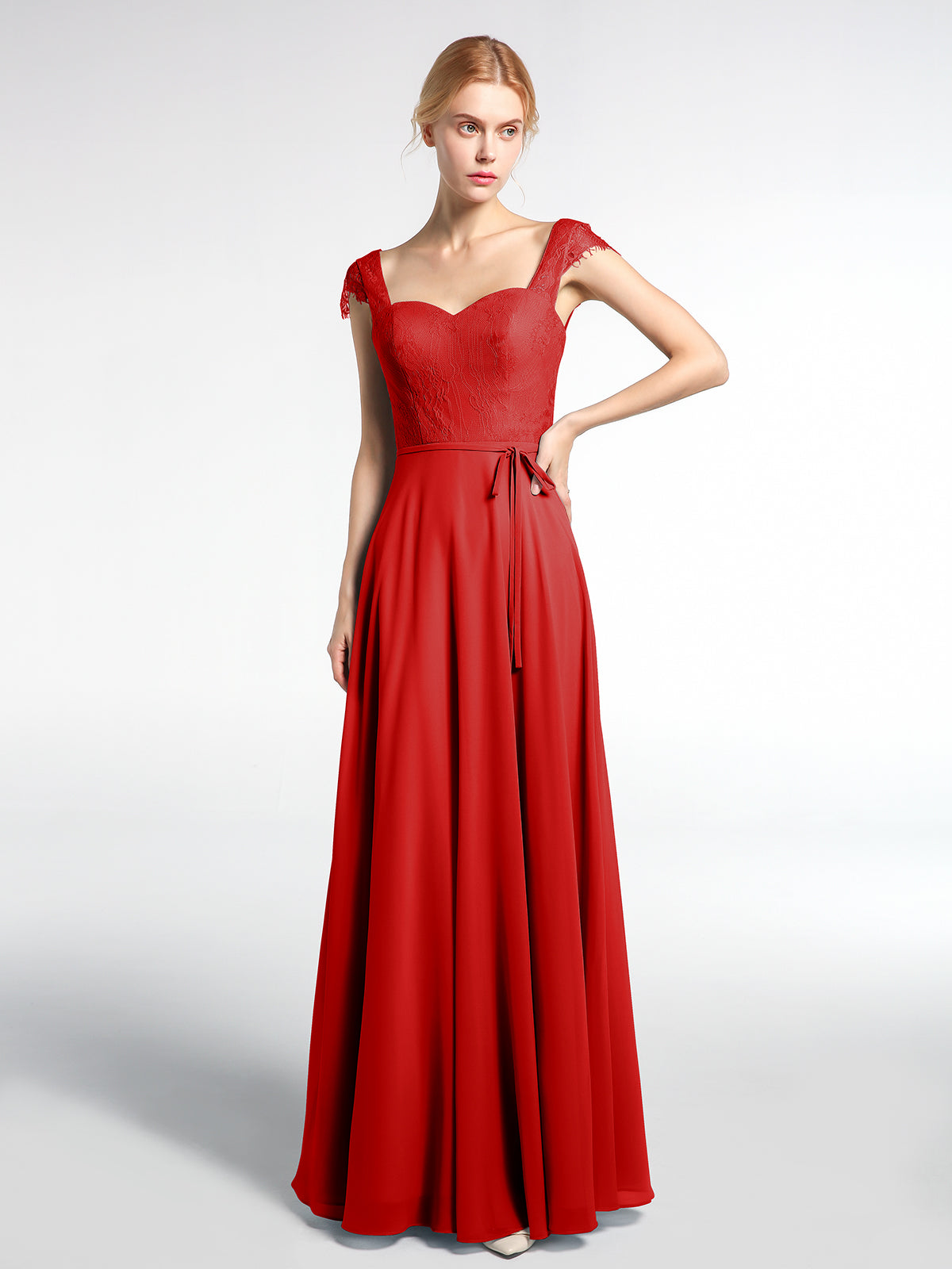Lace Bodice Chiffon Skirt Long Dresses Terracotta Plus Size