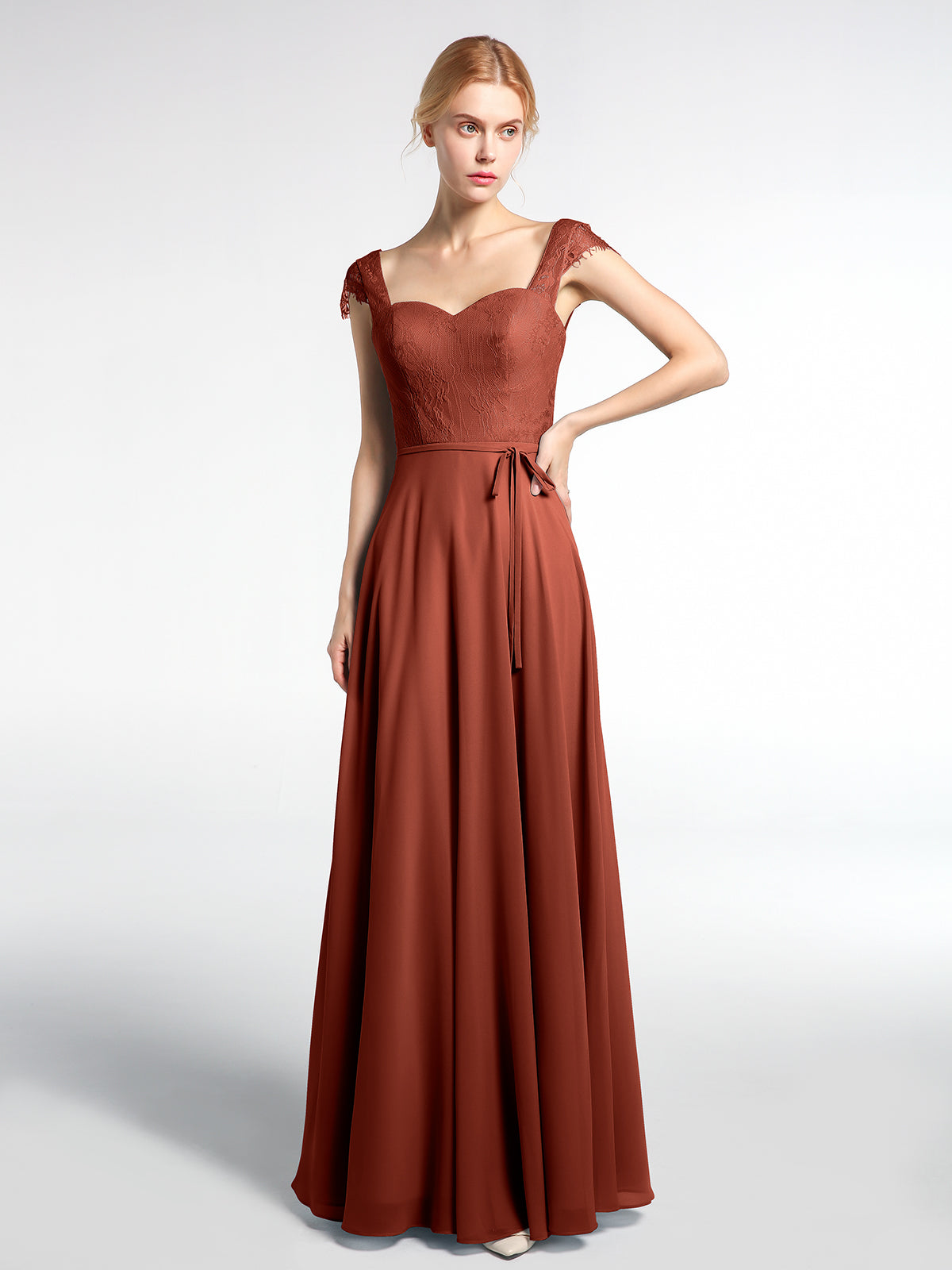 Chiffon with Appliqued Long Dresses Rust Plus Size main image 0