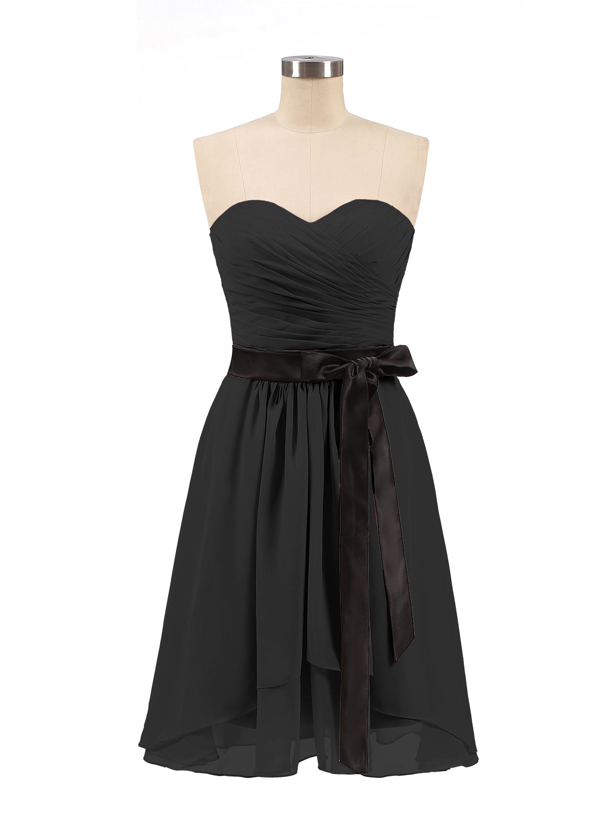 BABARONI Sweetheart Neck Short Dress with Black Sash-Black Plus Size, Black / US18 BABARONI Sweetheart Neck Short Dress with Black Sash-Black Plus Size, Black / US18
