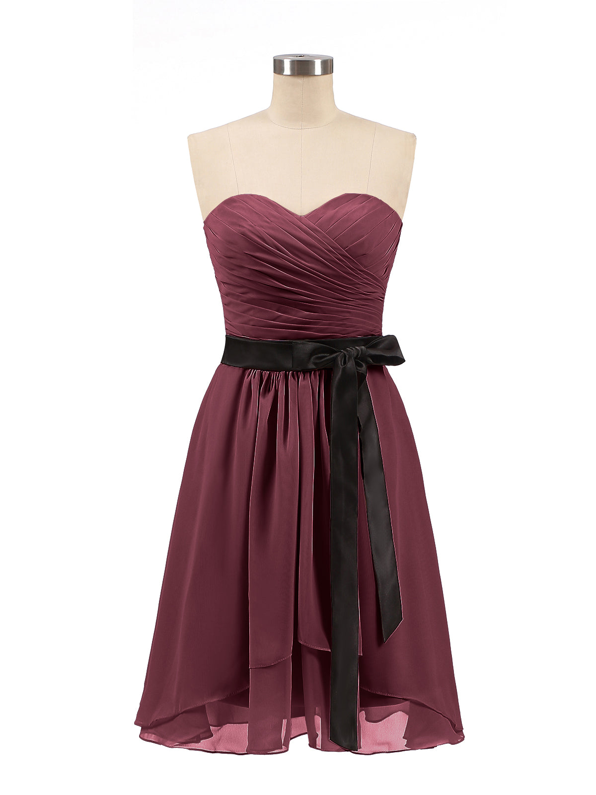 Sweetheart Neck Empire Short Chiffon Dresses Cabernet Plus Size