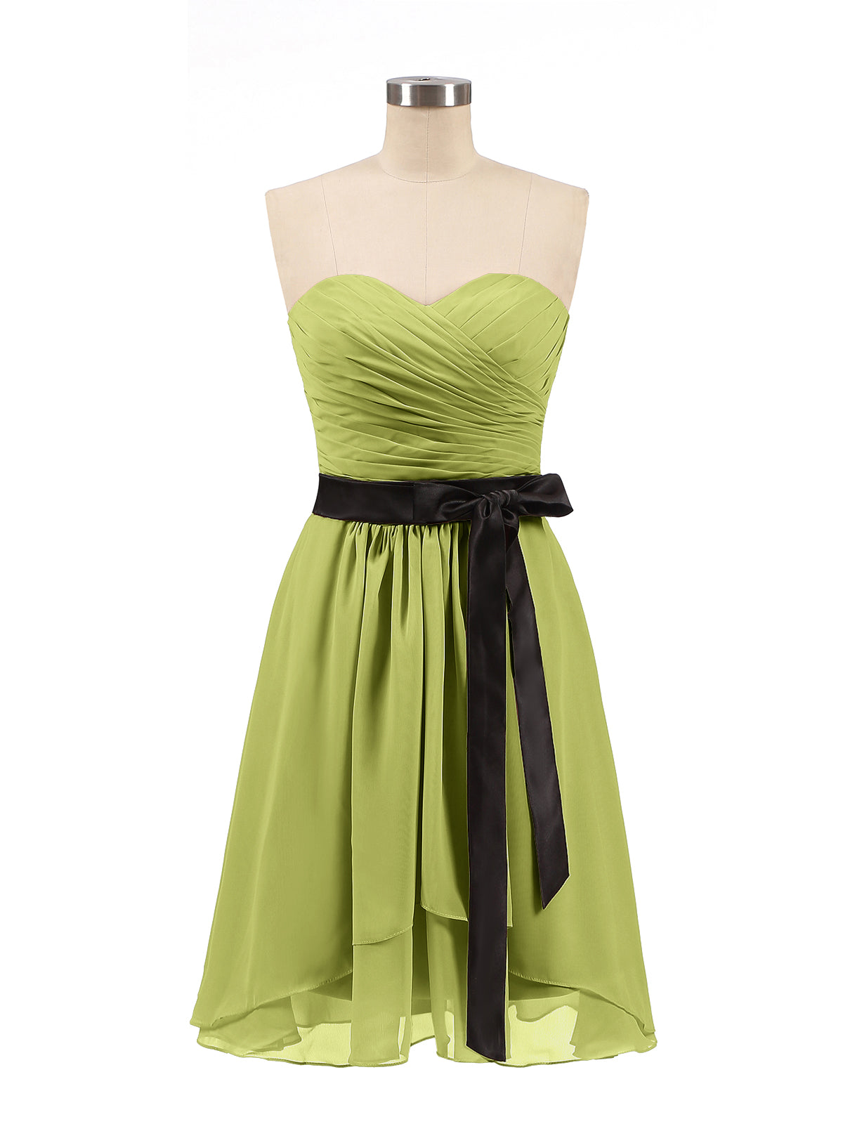 BABARONI Sweetheart Neck Short Dress with Black Sash-Clover Plus size, Clover / US18