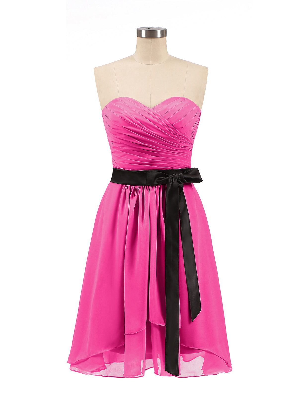 Sweetheart Neck Empire Short Chiffon Dresses Fuchsia Plus Size