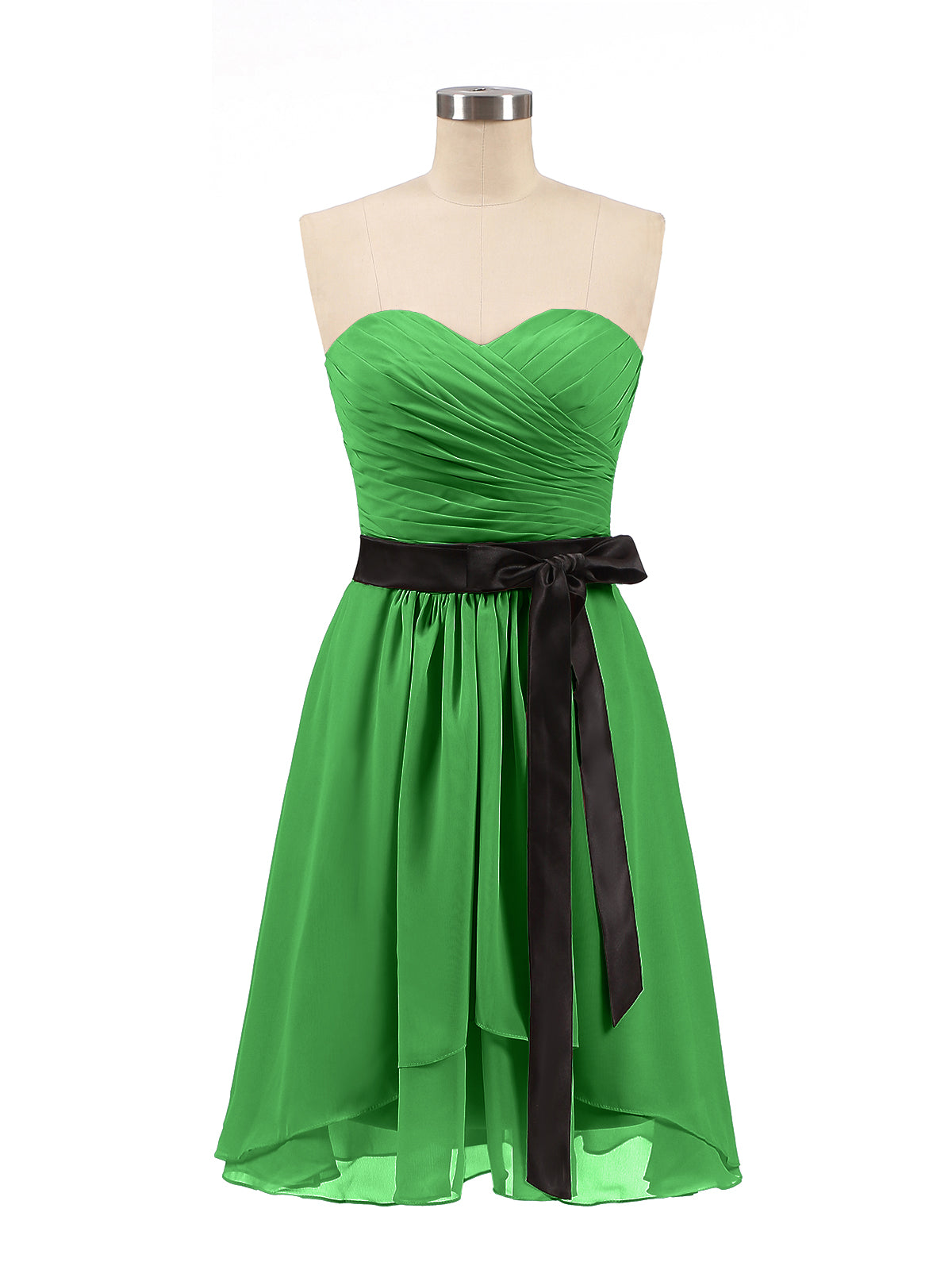 BABARONI Sweetheart Neck Short Dress with Black Sash-Green Plus Size, Green / US18 BABARONI Sweetheart Neck Short Dress with Black Sash-Green Plus Size, Green / US18