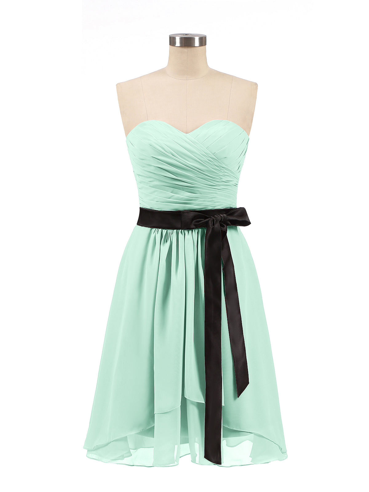 BABARONI Sweetheart Neck Short Dress with Black Sash-Mint Green Plus Size, Mint Green / US18 BABARONI Sweetheart Neck Short Dress with Black Sash-Mint Green Plus Size, Mint Green / US18