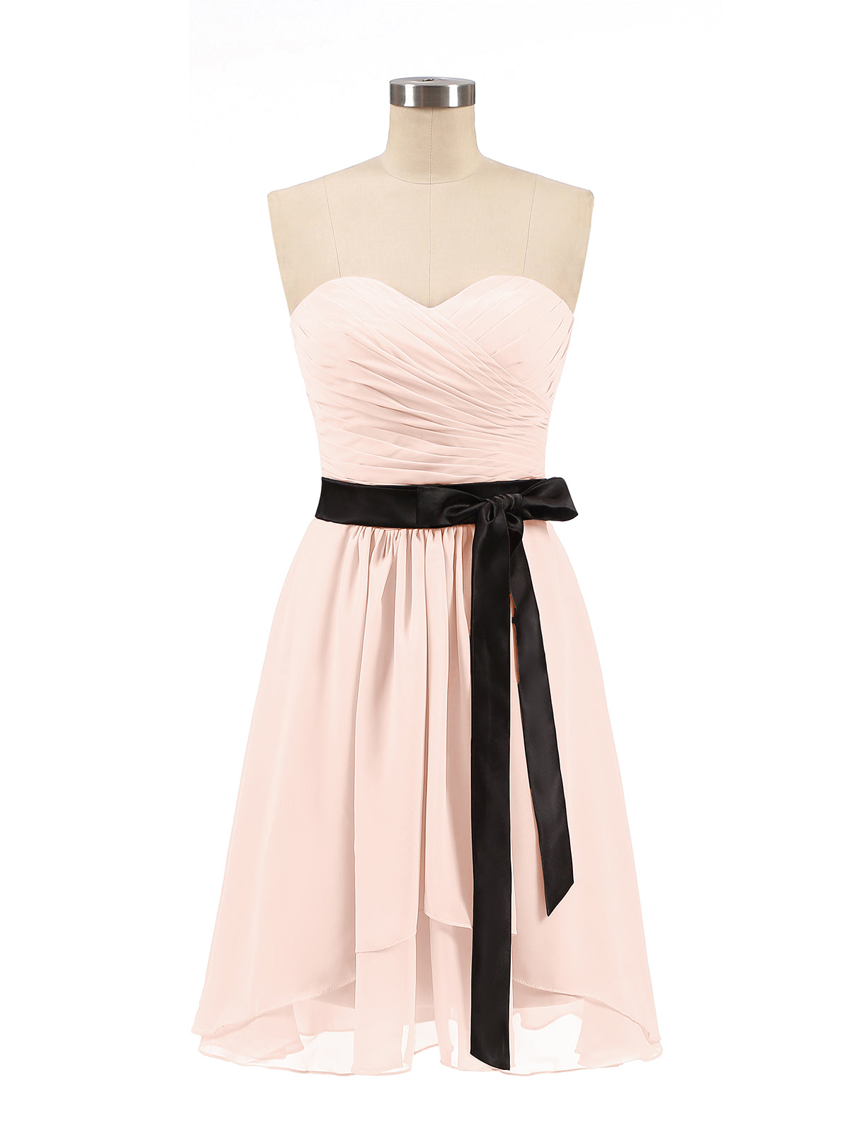 BABARONI Sweetheart Neck Short Dress with Black Sash-Pearl Pink Plus Size, Pearl Pink / US18 BABARONI Sweetheart Neck Short Dress with Black Sash-Pearl Pink Plus Size, Pearl Pink / US18