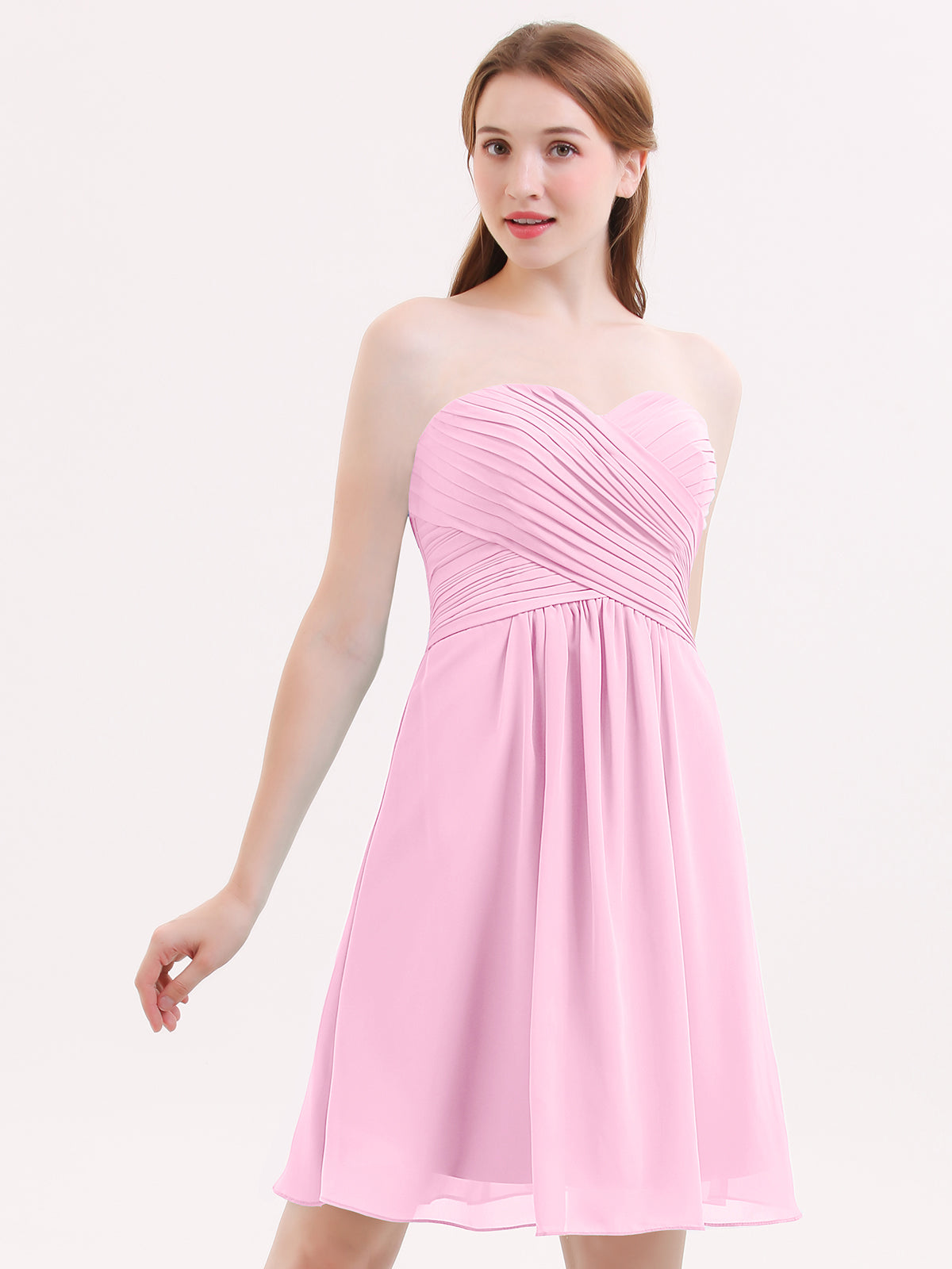 Spaghetti Straps Knee-Length Junior Bridesmaid Dresses Candy Pink