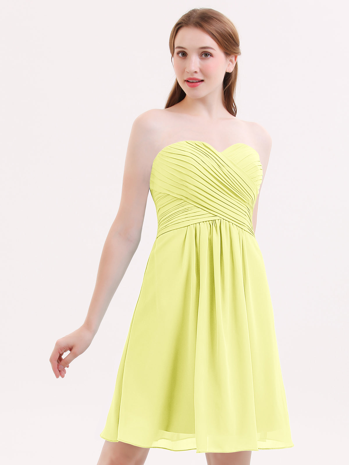 BABARONI Short Strapless Bridesmaid Dress with Sweetheart-Daffodil, Daffodil / US0 BABARONI Short Strapless Bridesmaid Dress with Sweetheart-Daffodil, Daffodil / US0