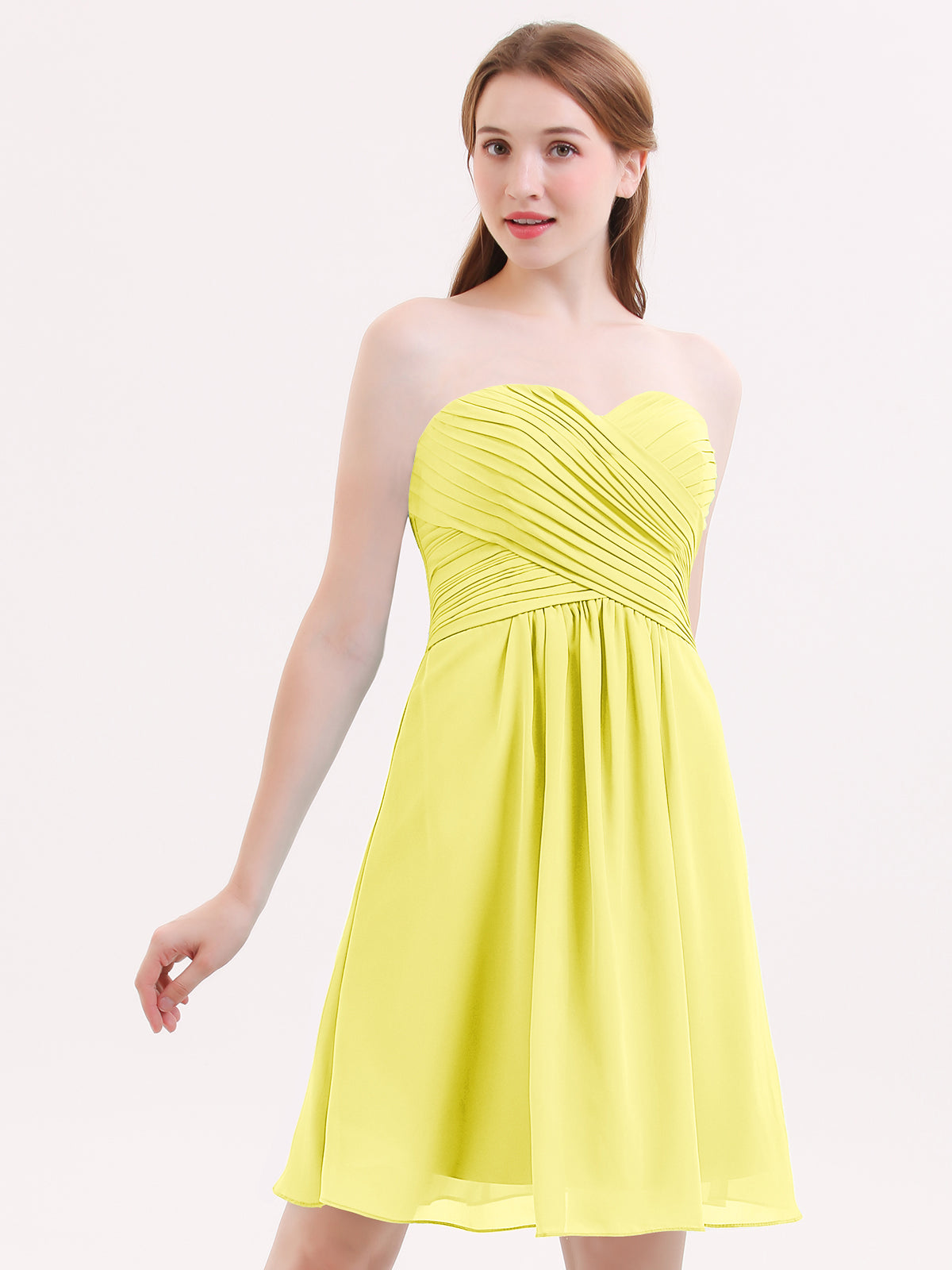 Short Strapless Bridesmaid Dress with Sweetheart-Lemon Plus Size Samantha