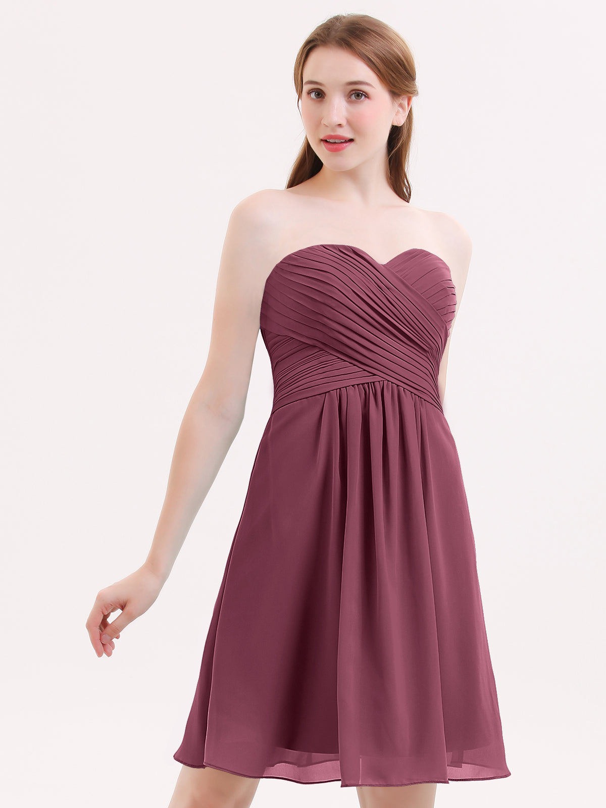 BABARONI Short Strapless Bridesmaid Dress with Sweetheart-Mulberry, Mulberry / US0