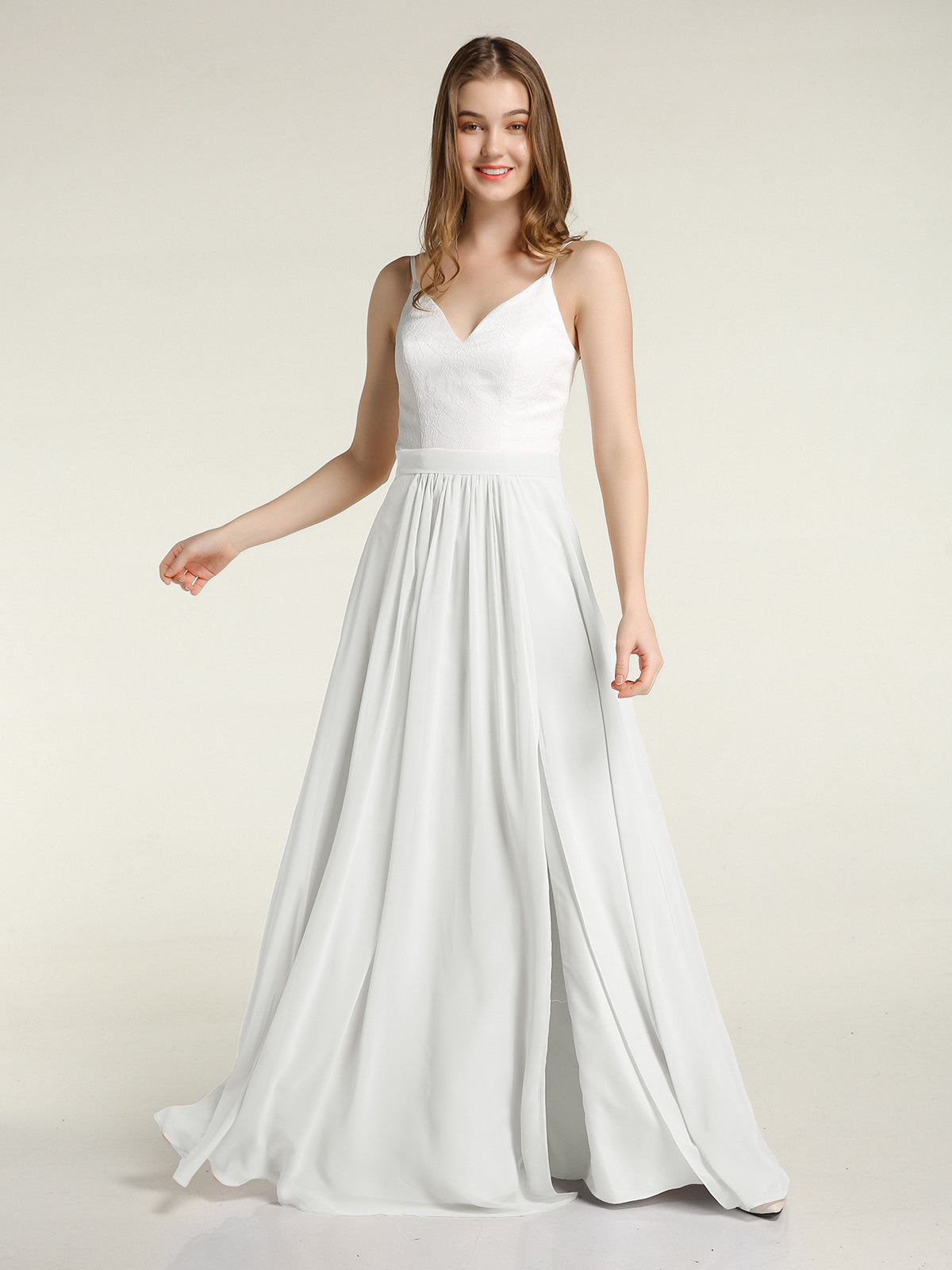 blue dress for baby girl Simple A-Line Chiffon Short ivory Prom Dress, Simple ivory Bridesmaid –  toptby main image 1