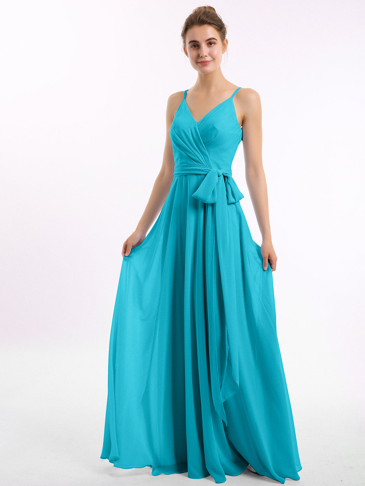 Spaghetti Strap Chiffon Dresses with Bow Clover main image 0