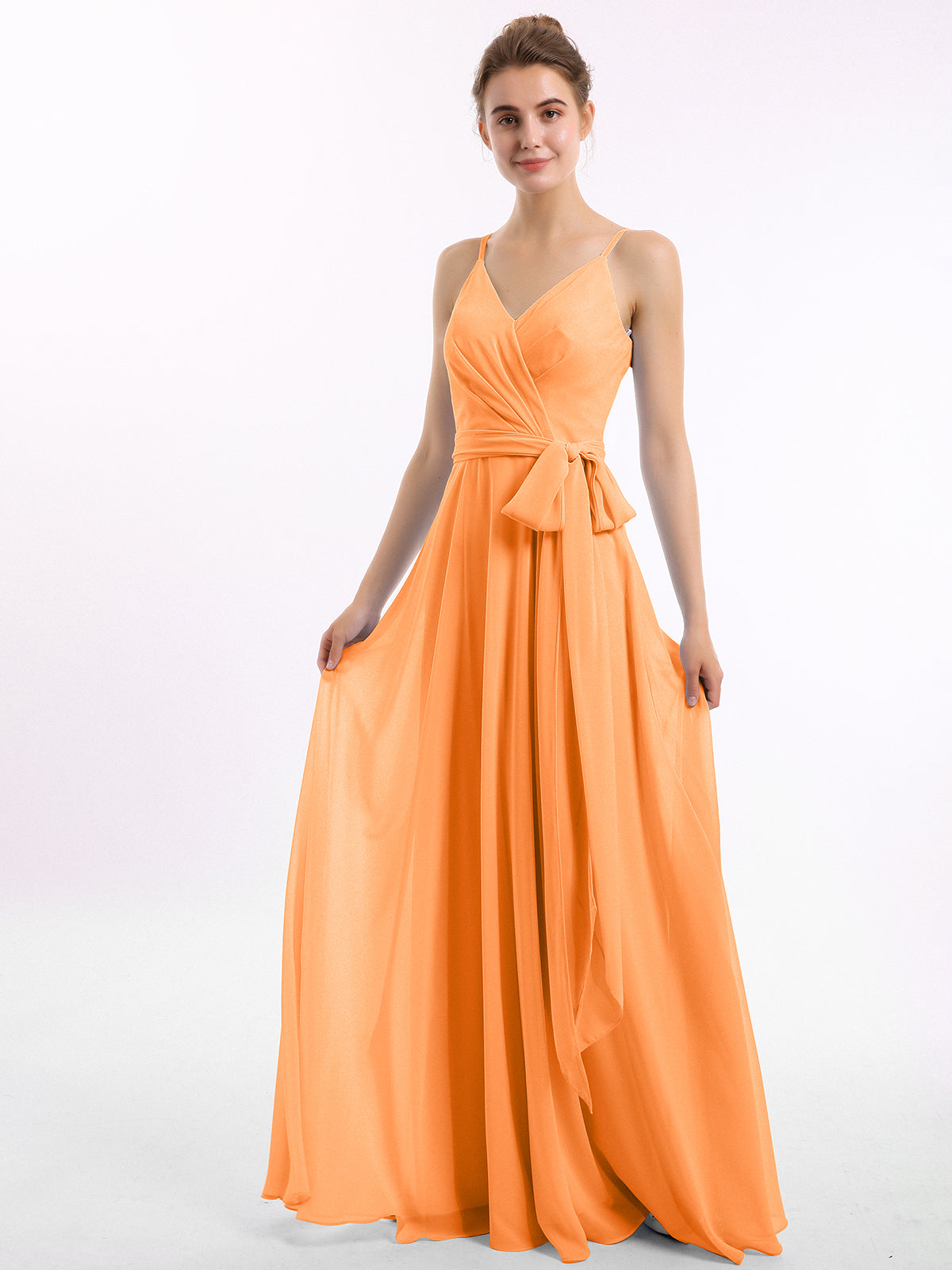 Spaghetti Strap Open Back Chiffon Dresses Sage
