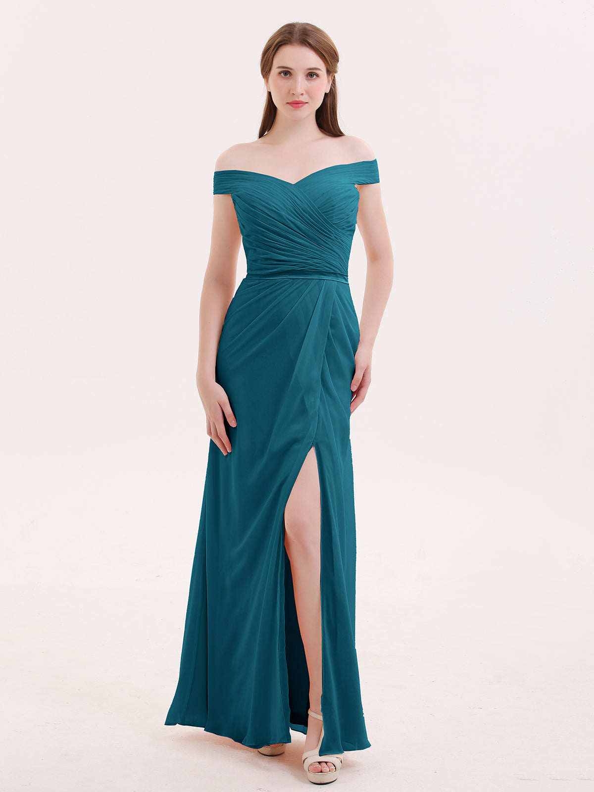 A-line One Shoulder Chiffon Max Dresses Ink Blue Plus Size