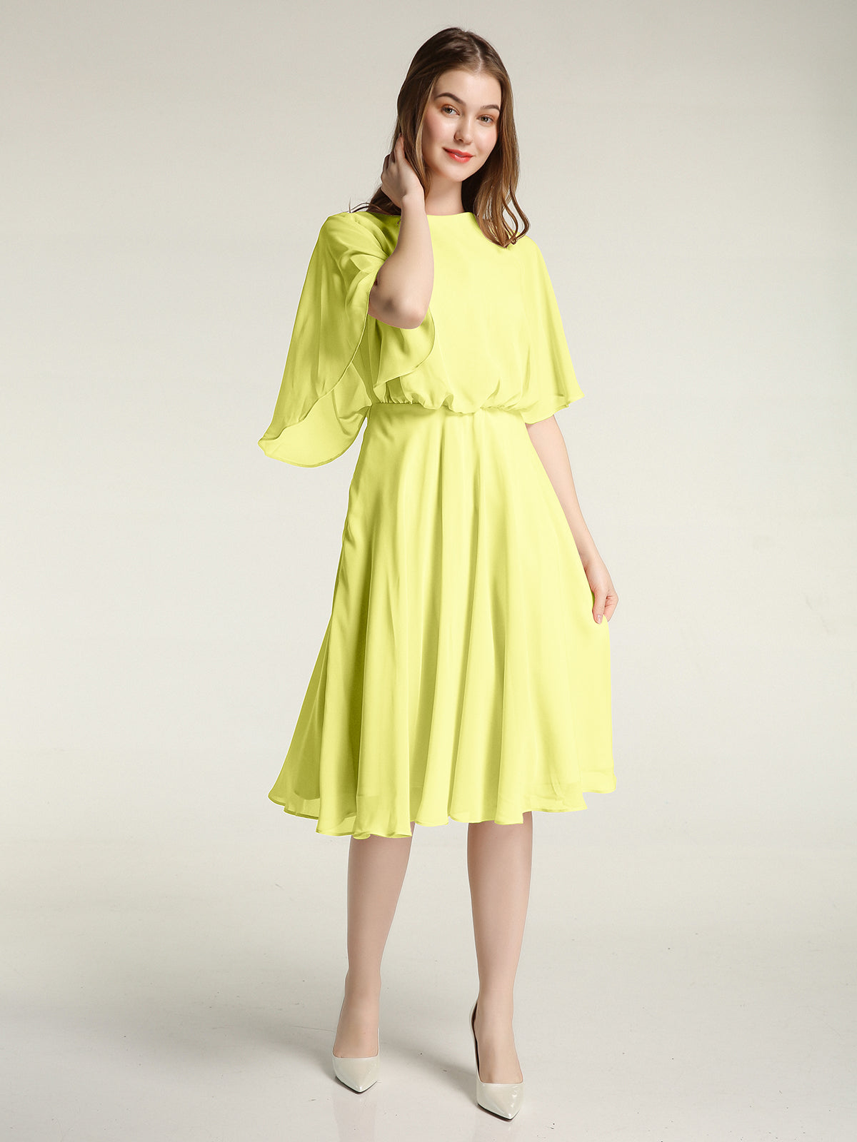 Flutter Sleeve Junior Bridesmaid Dresses Daffodil