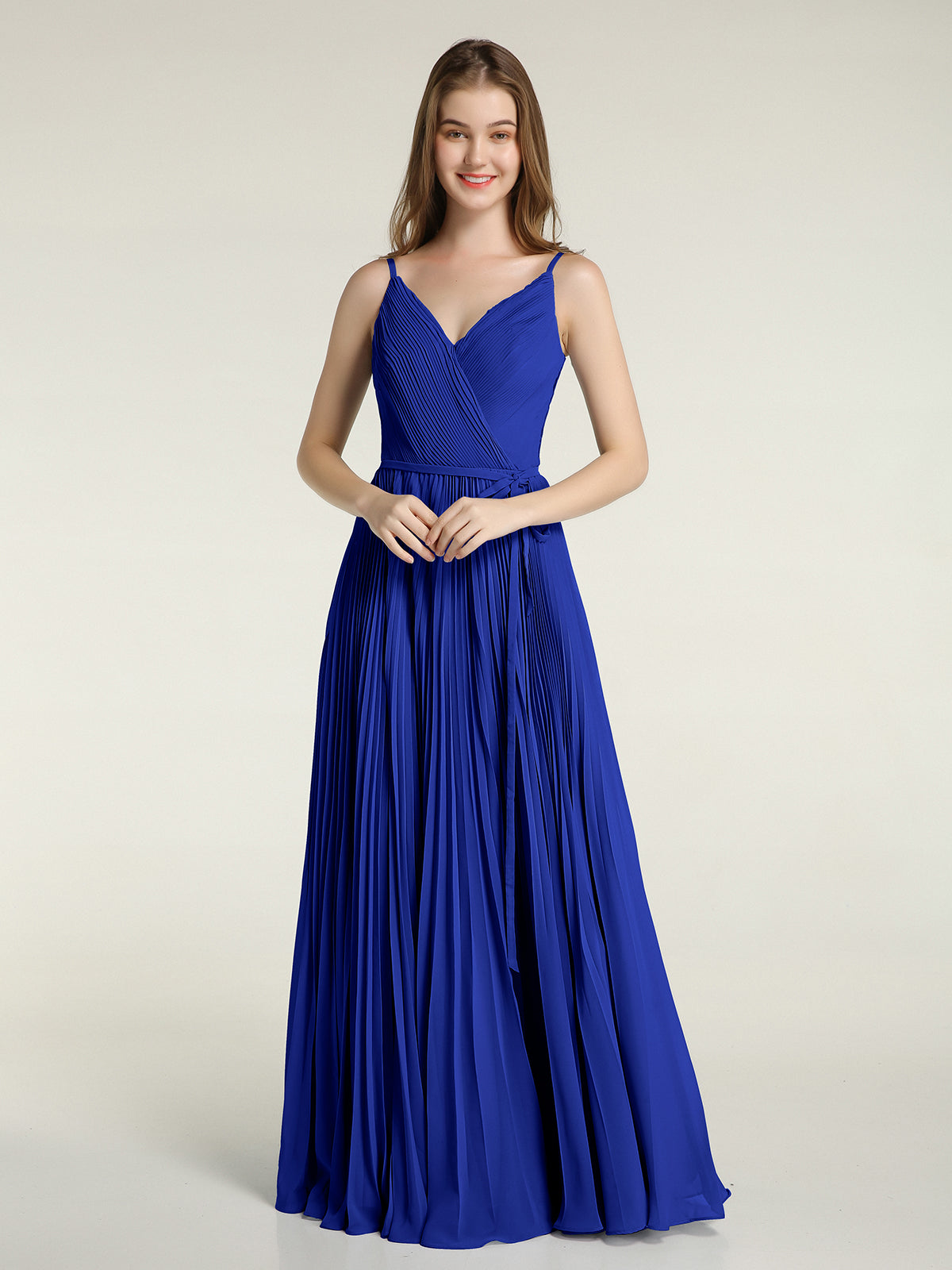 BABARONI V-neck Full Pleated Skirt Dresses with Bow Sash-Royal Blue Plus Size, Royal Blue / US18 BABARONI V-neck Full Pleated Skirt Dresses with Bow Sash-Royal Blue Plus Size, Royal Blue / US18