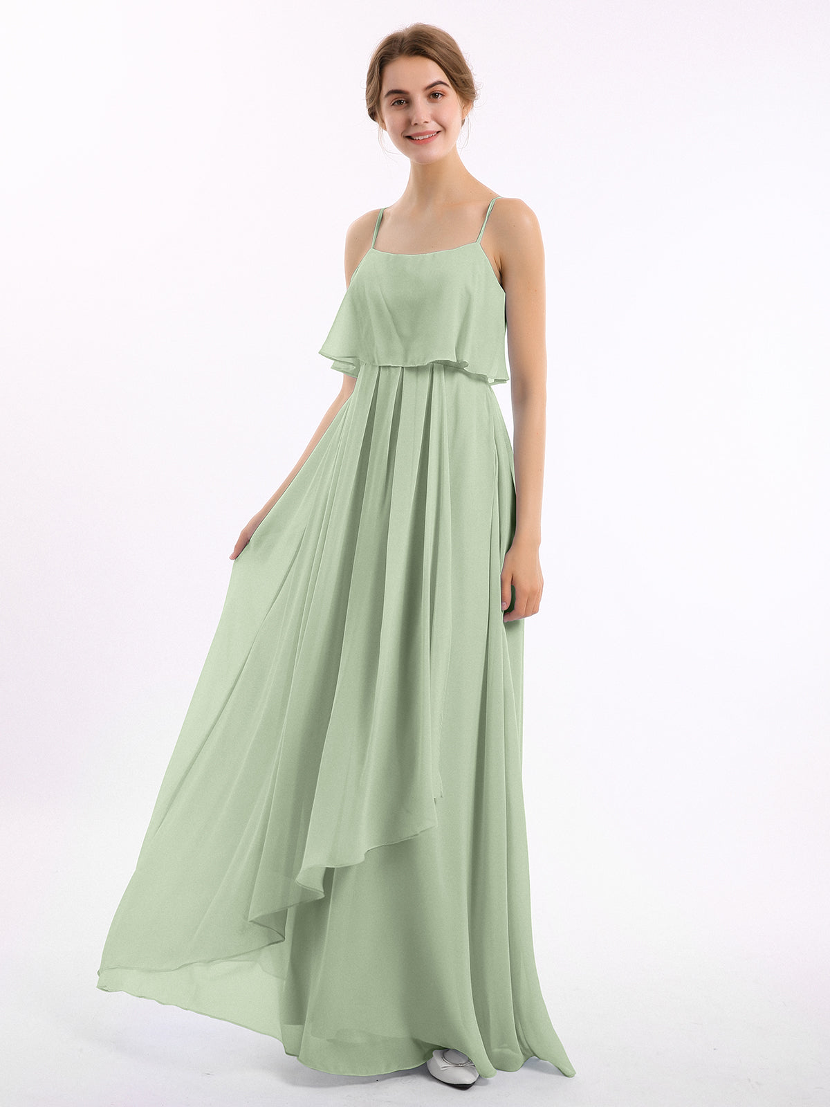 white christmas dresses Ucille Sage Green Embroidered Chiffon Maxi Dress (Archive Sale)