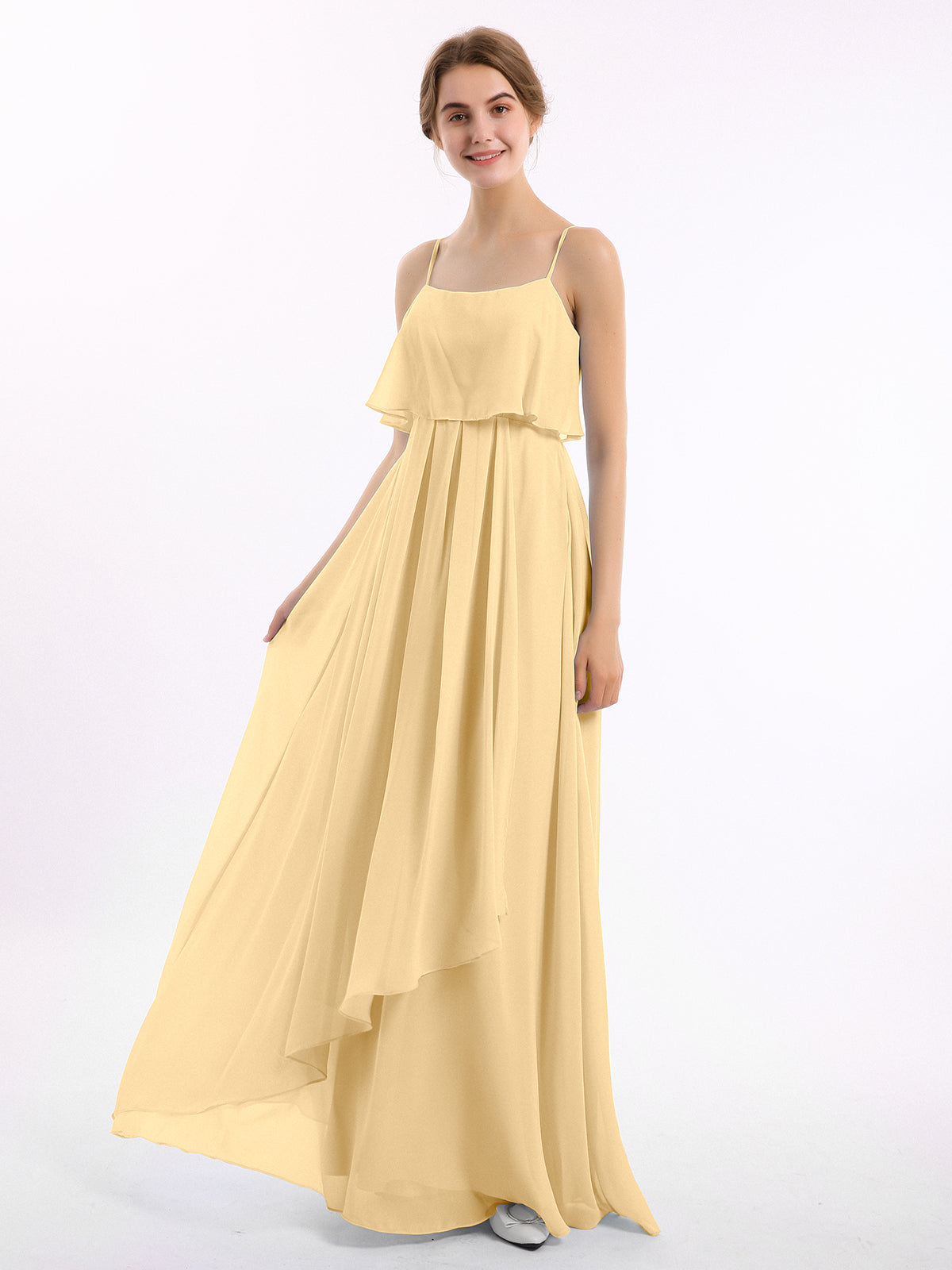 Square Neck Spaghetti Straps Chiffon Dresses Stormy main image 0