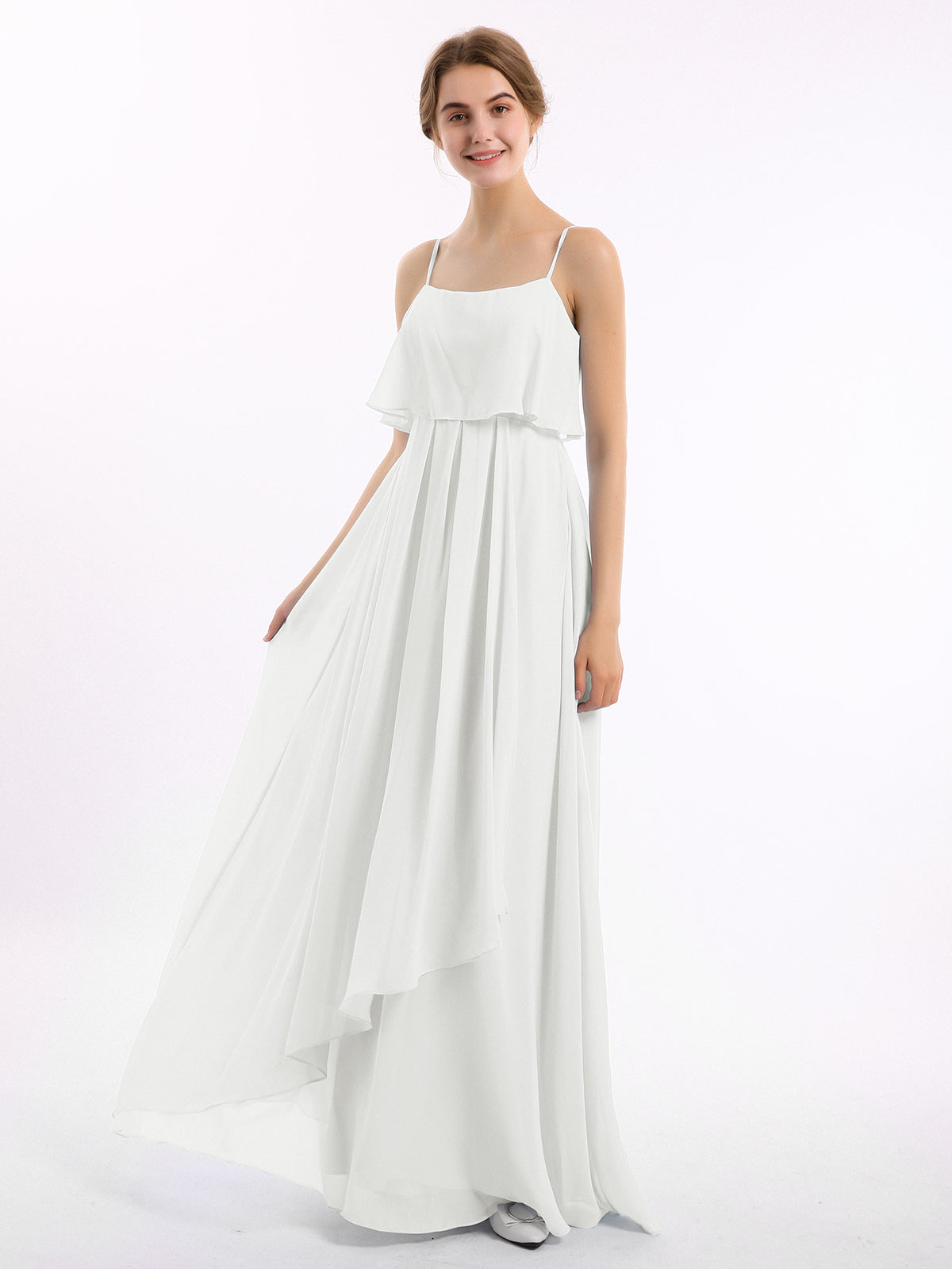 Spaghetti Strap Sweetheart Cascade Skirt Dress Grape
