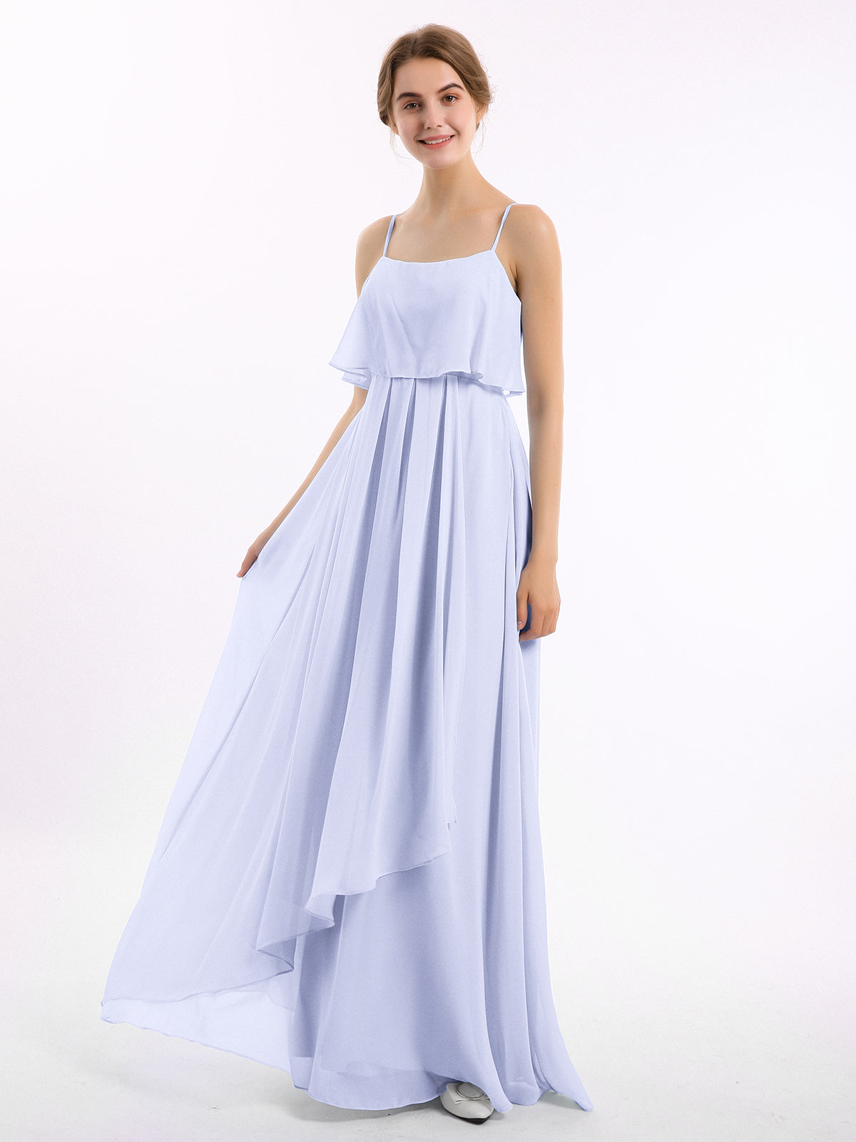 Knee-length Short Chiffon Dress with Halter Neck Lavender Plus Size