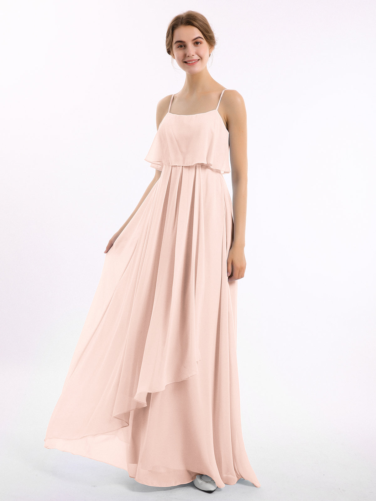Strapless Chiffon Dress with Cascade Skirt Dusty Rose main image 0