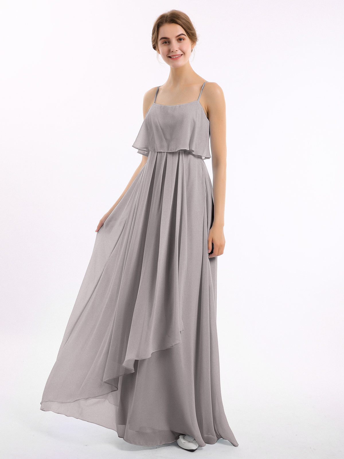Spaghetti Strap Sweetheart Cascade Skirt Dress Terracotta Plus Size
