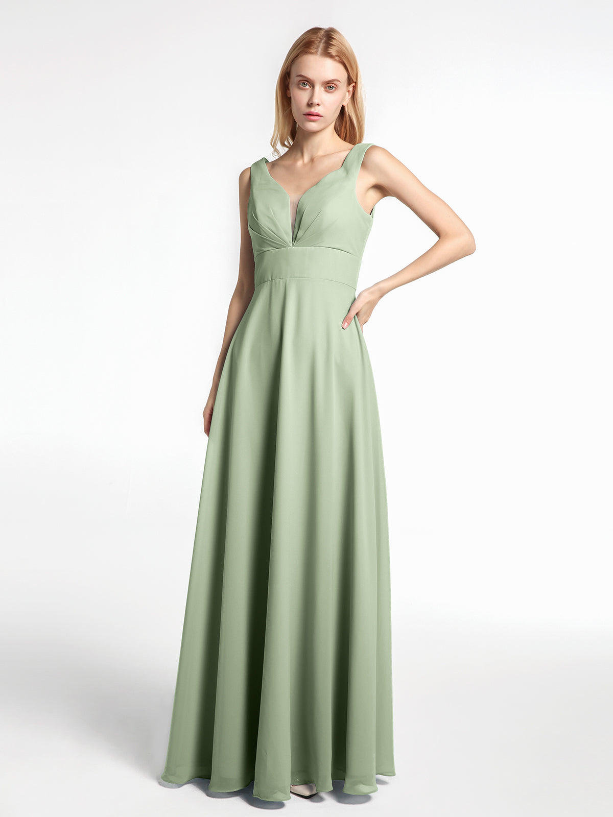 Strapless Chiffon Short Dresses with Bow Sage Plus Size main image 0